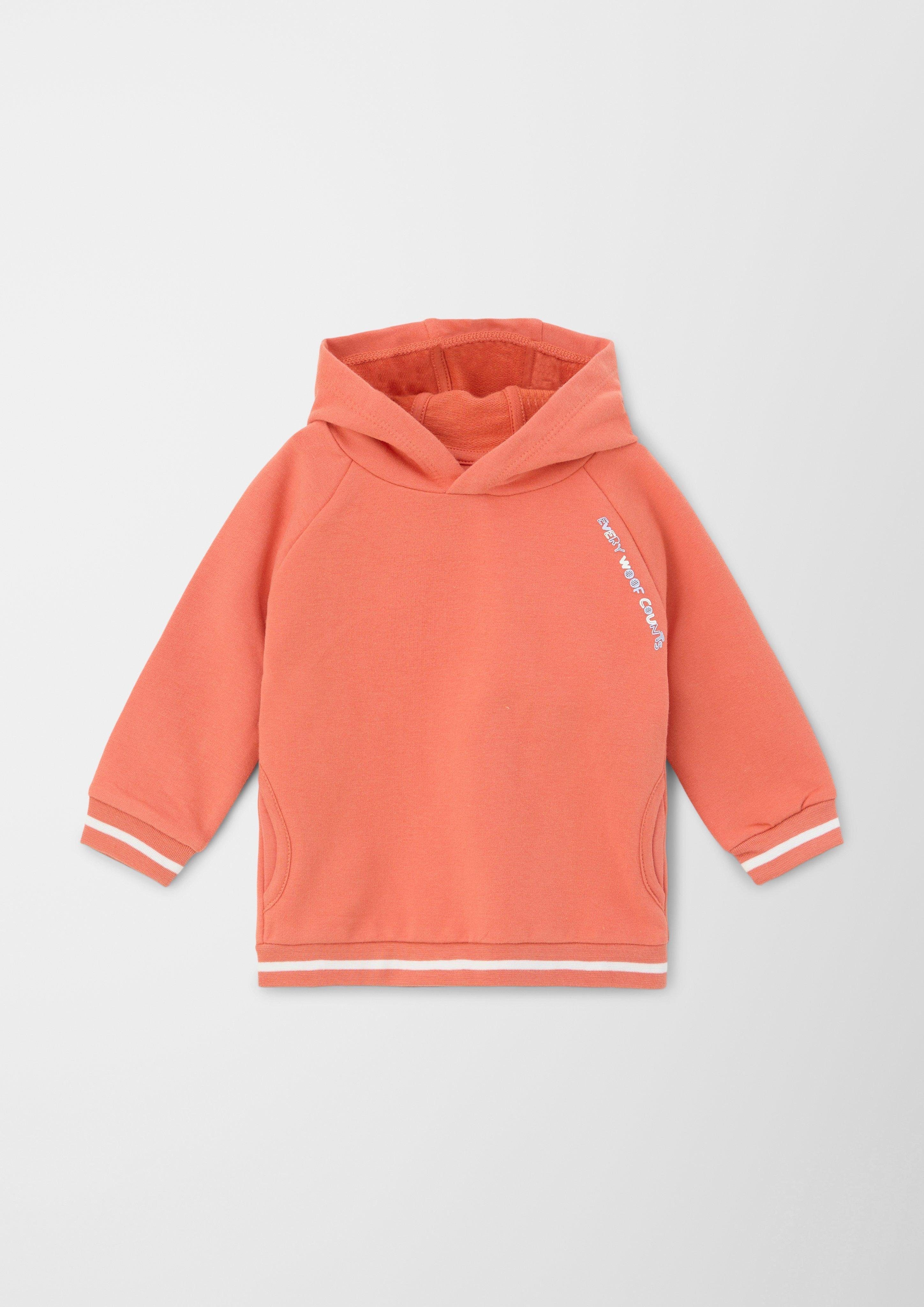 mit Streifen-Detail Kapuzensweatshirt Sweatshirt orange s.Oliver Rückenprint