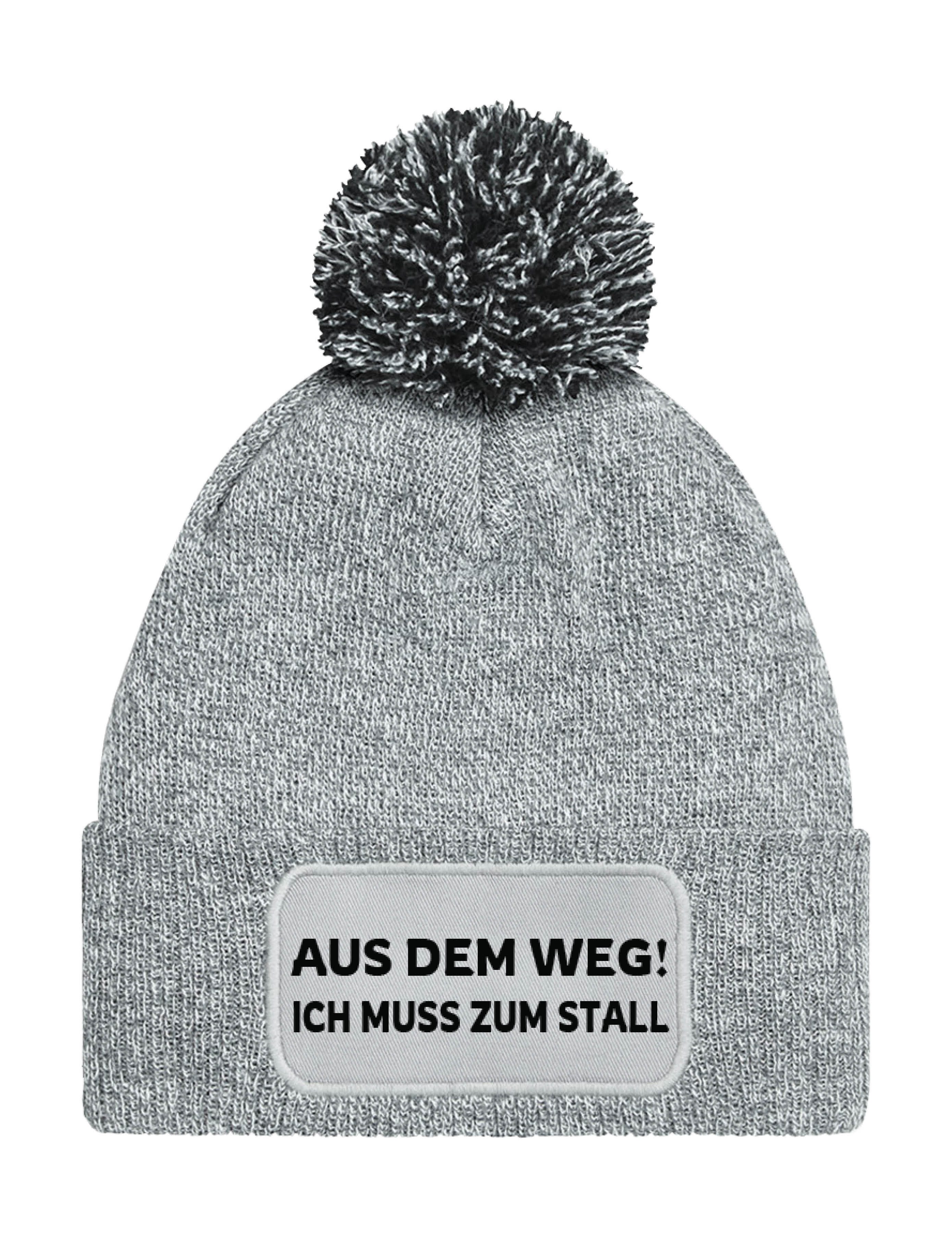 Youth Designz Bommelmütze "Aus dem Weg! Ich muss zum Stall" unisex Beanie Müzte mit lustigen Logo für Damen und Herren