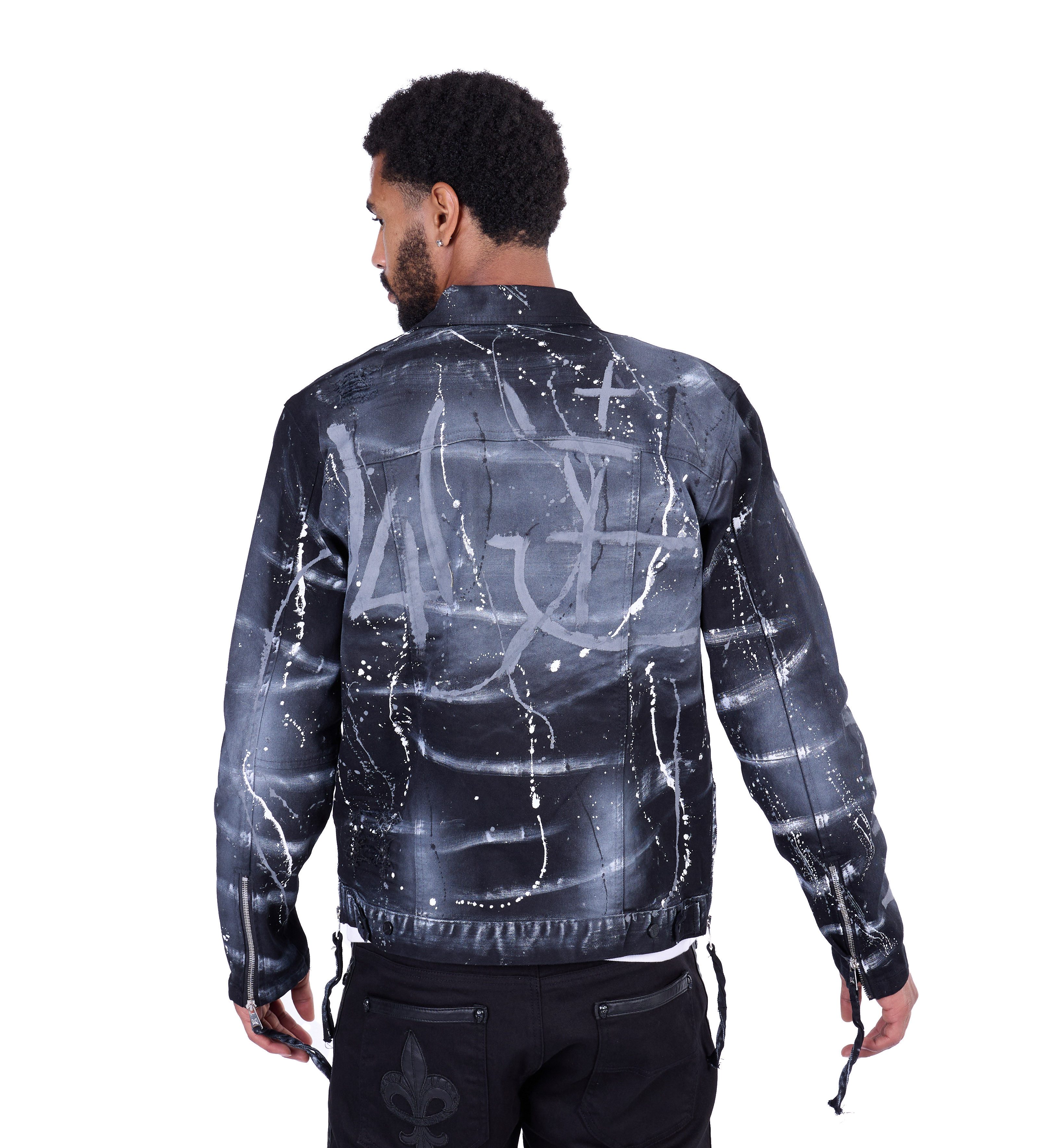 KINGZ Jeansjacke Schwarze Designer Jeansjacke von KINGZ Schwarz S