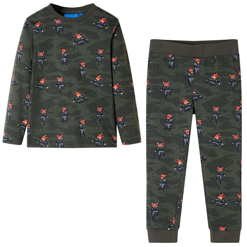 Pyjama Kinderpyjama mit Langen Ärmeln Khaki 140
