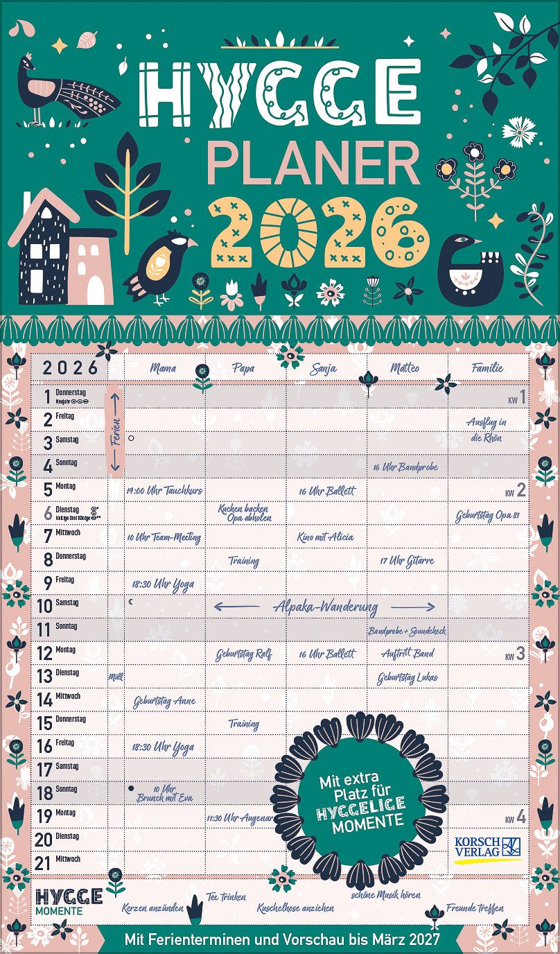 Korsch Verlag Семейный календарь Korsch Календари Hygge Planer 2026
