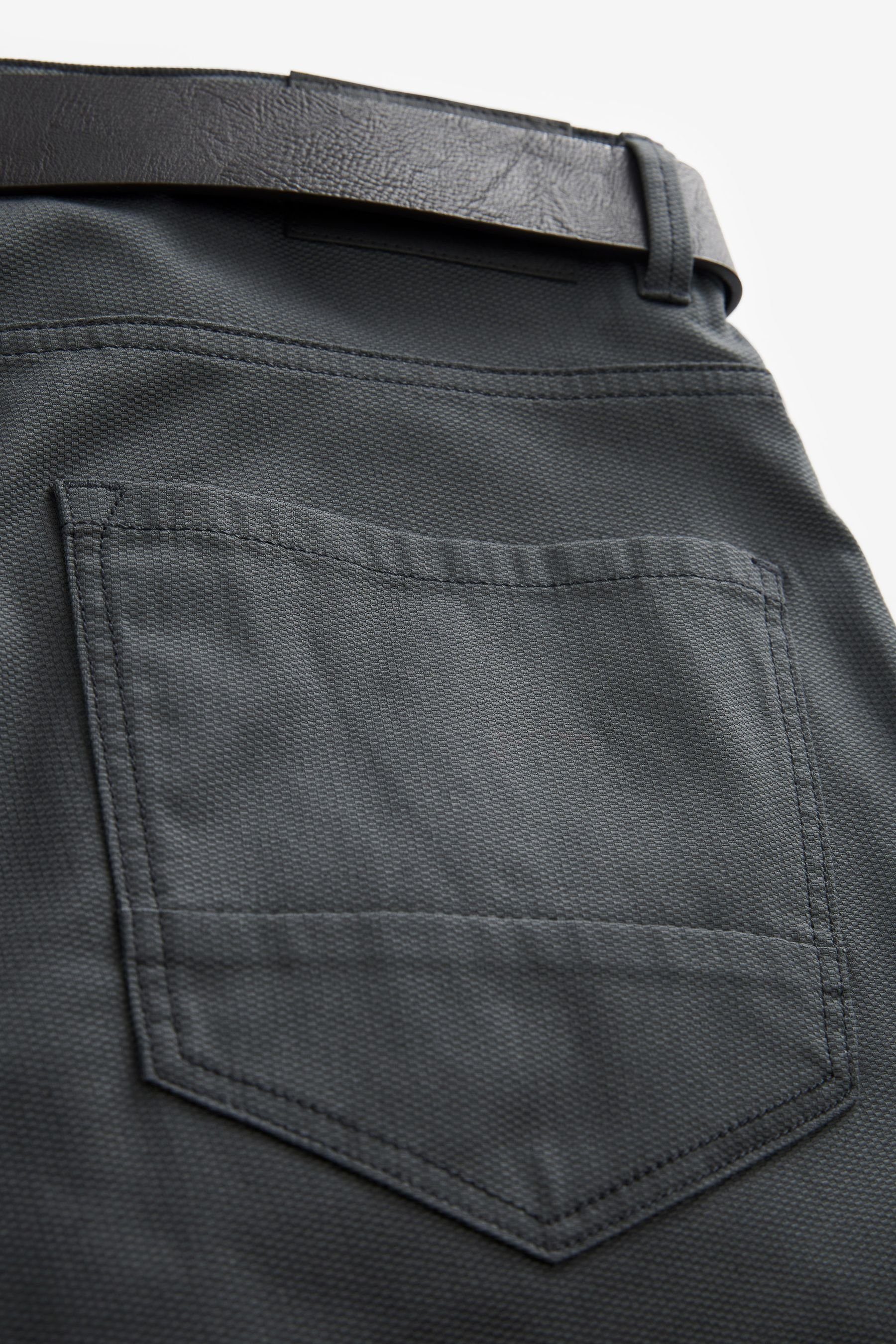 Fit Hose (2-tlg) Gürtel Next Charcoal 5 5-Pocket-Hose Grey mit Slim Taschen und