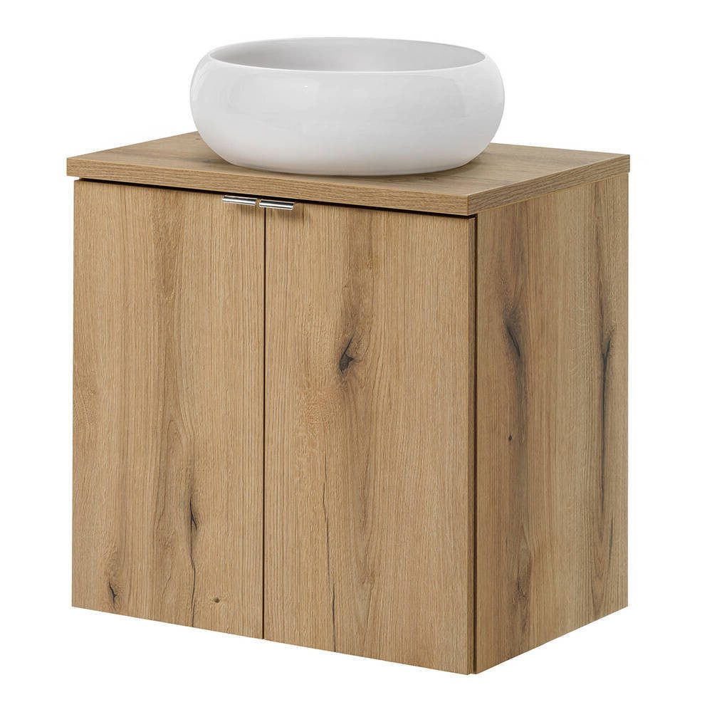 en.casa Waschtisch, »Skelbolu« mit Waschbecken 60x72x40 cm Eicheoptik