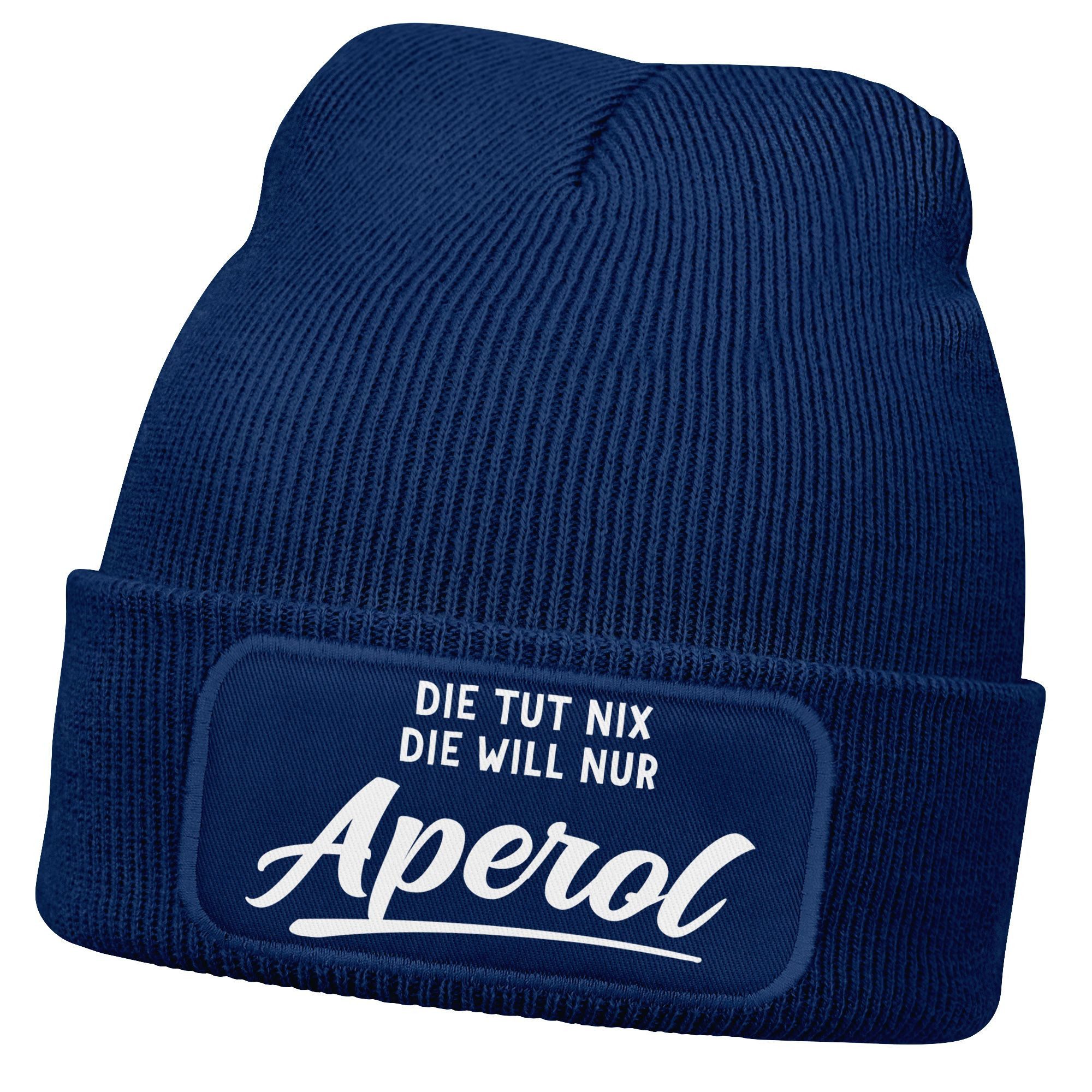 Strickmütze Damen Beanie mit Patch Strickmütze mit Spruch Lieblingsgetränk Party
