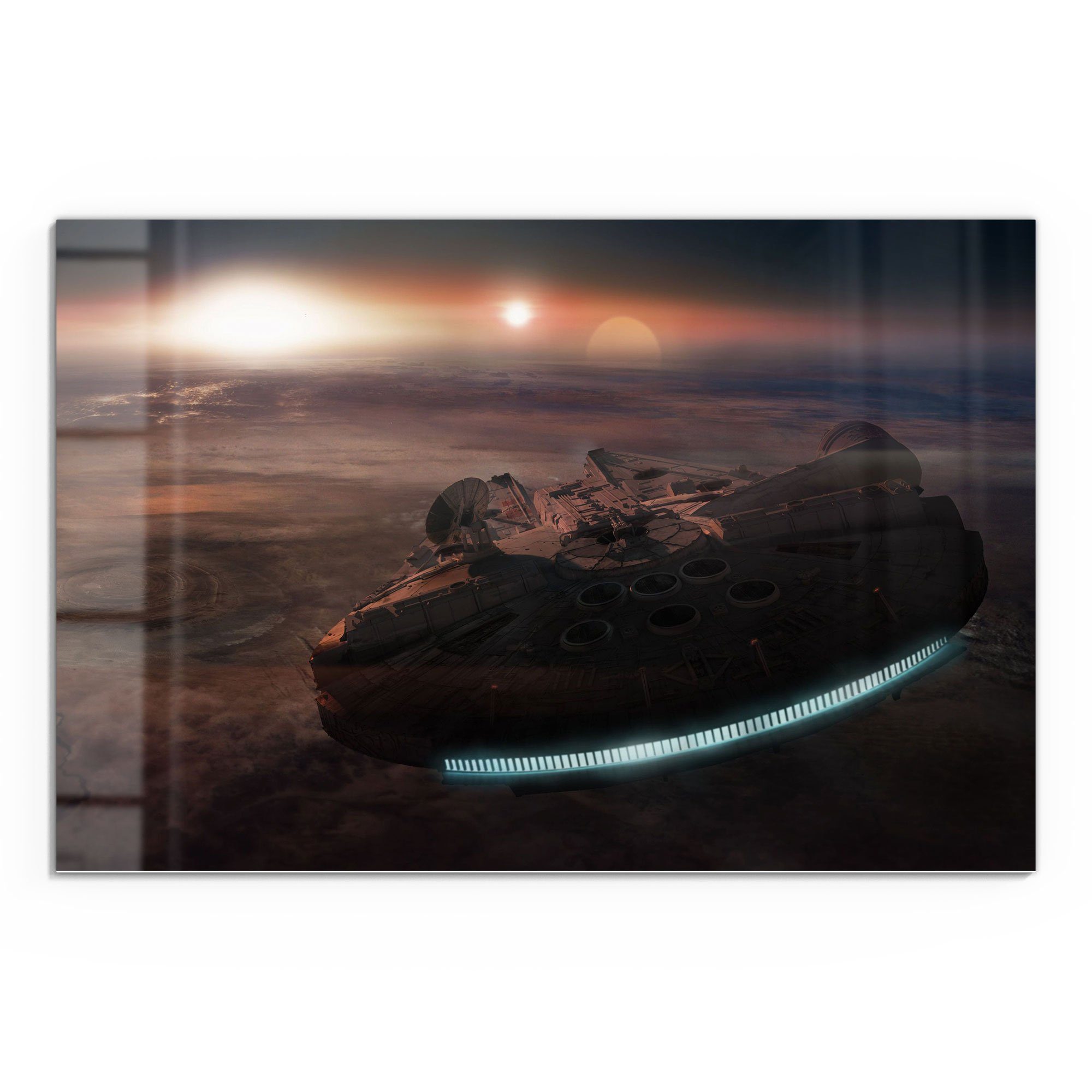 DEQORI Glasbild 'Millennium Falcon Dunkel', 'Millennium günstig online kaufen