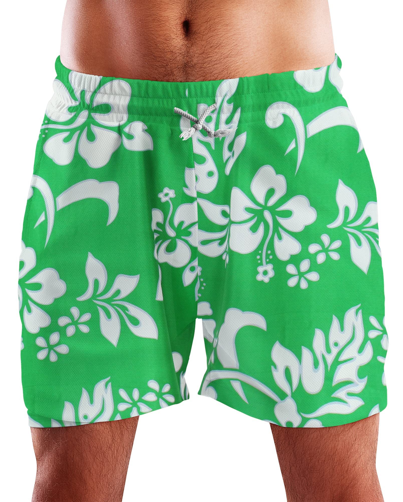 King Kameha Badeshorts Hibiscus Funky Hawaii Bade-Shorts Mesh-Einsatz Verschluss Kordelzug Mit integriertem Mesh-Innenslip für extra Komfort