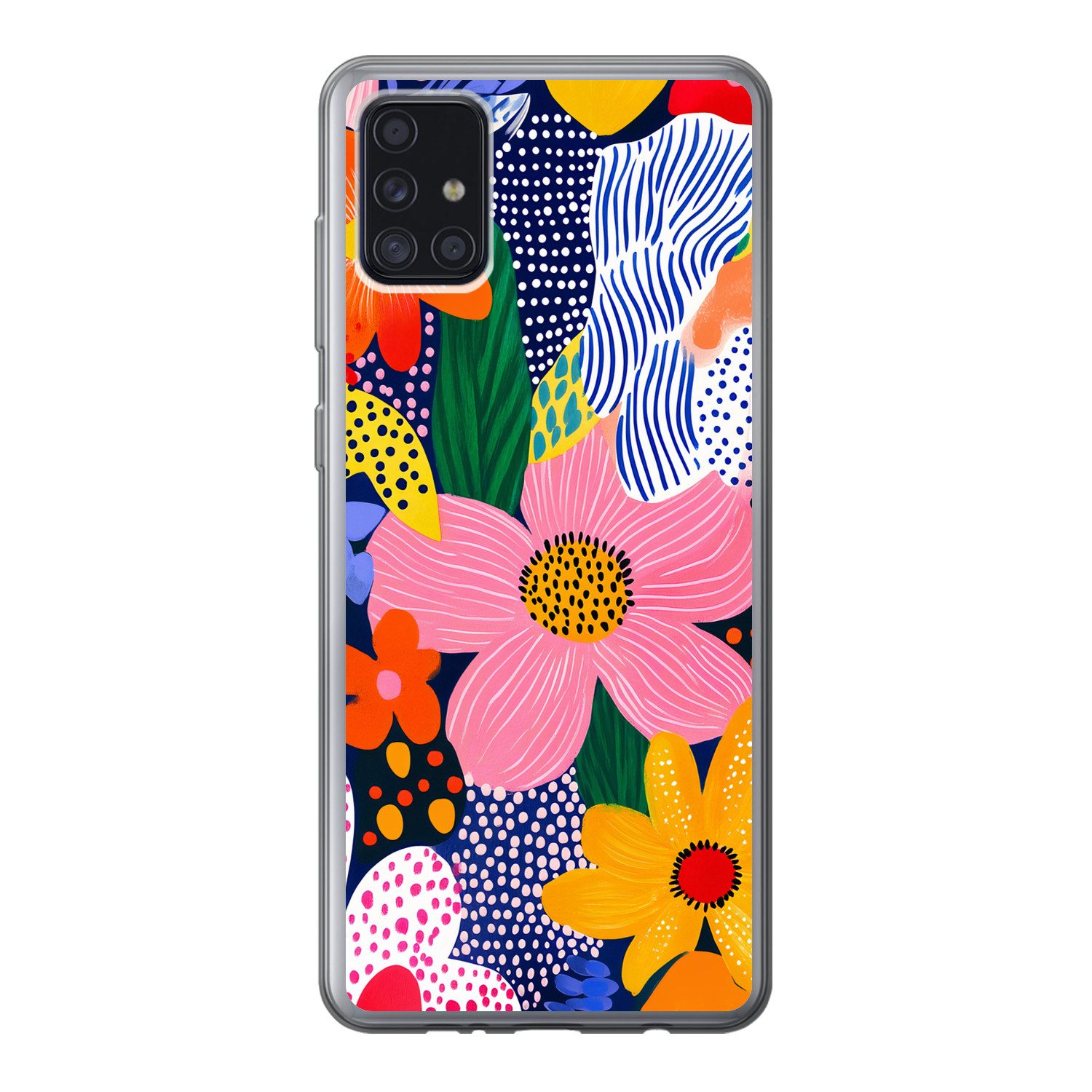 MuchoWow Handyhülle für Samsung Galaxy A52 5G Bunt - Blumen - Abstrakt - Punkte, Smartphone-Bumper, Print, Handy Schutzhülle Dünn
