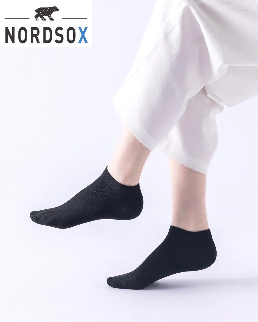 NORDSOX Socken Model: Bambus - kurz (Viskose aus Bambus-Zellstoff) für Damen 36 - 40 (6 Paar) elastisch, atmungsaktiv, antibakteriell, wärmeregulierend Schwarz