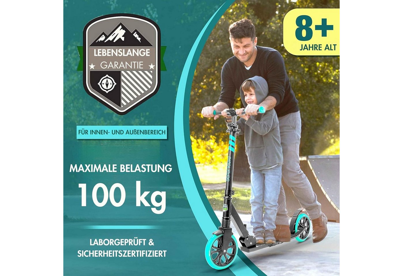 Thumbnail - SereneLife Cityroller Roller für Kinder & Erwachsene, Unisex-Tretroller, Cityroller, Höhenverstellbar, mit Vorderfederun...
