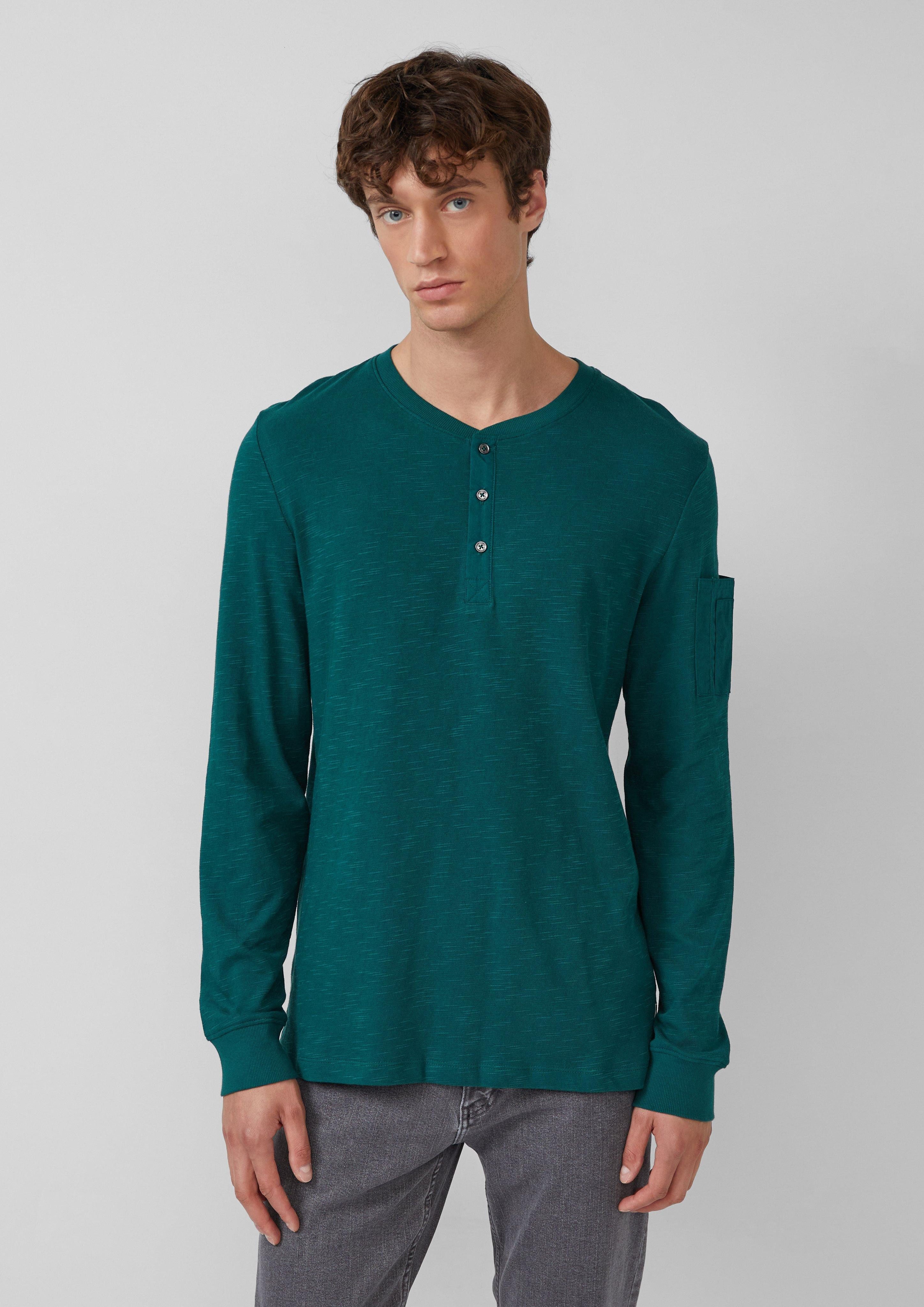 s.Oliver Langarmshirt Henley-Longsleeve mit Flammgarnstruktur und günstig online kaufen