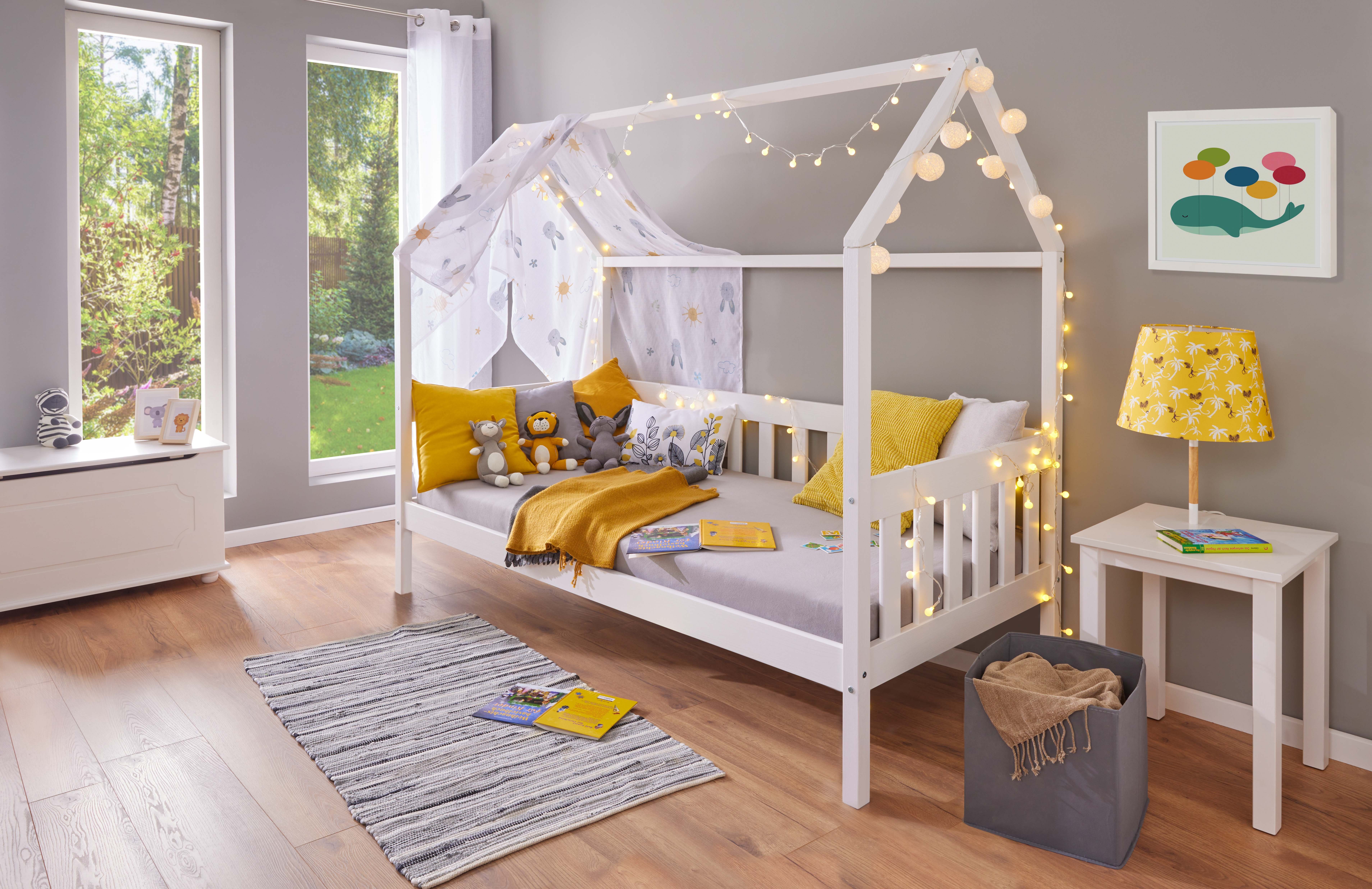aus Funky (Lieferung Kinderbett ideal weiß ohne Hausbett, Massivholz, Hausbett Matratze), modernes zum lackiert, in Link Inter dekorieren