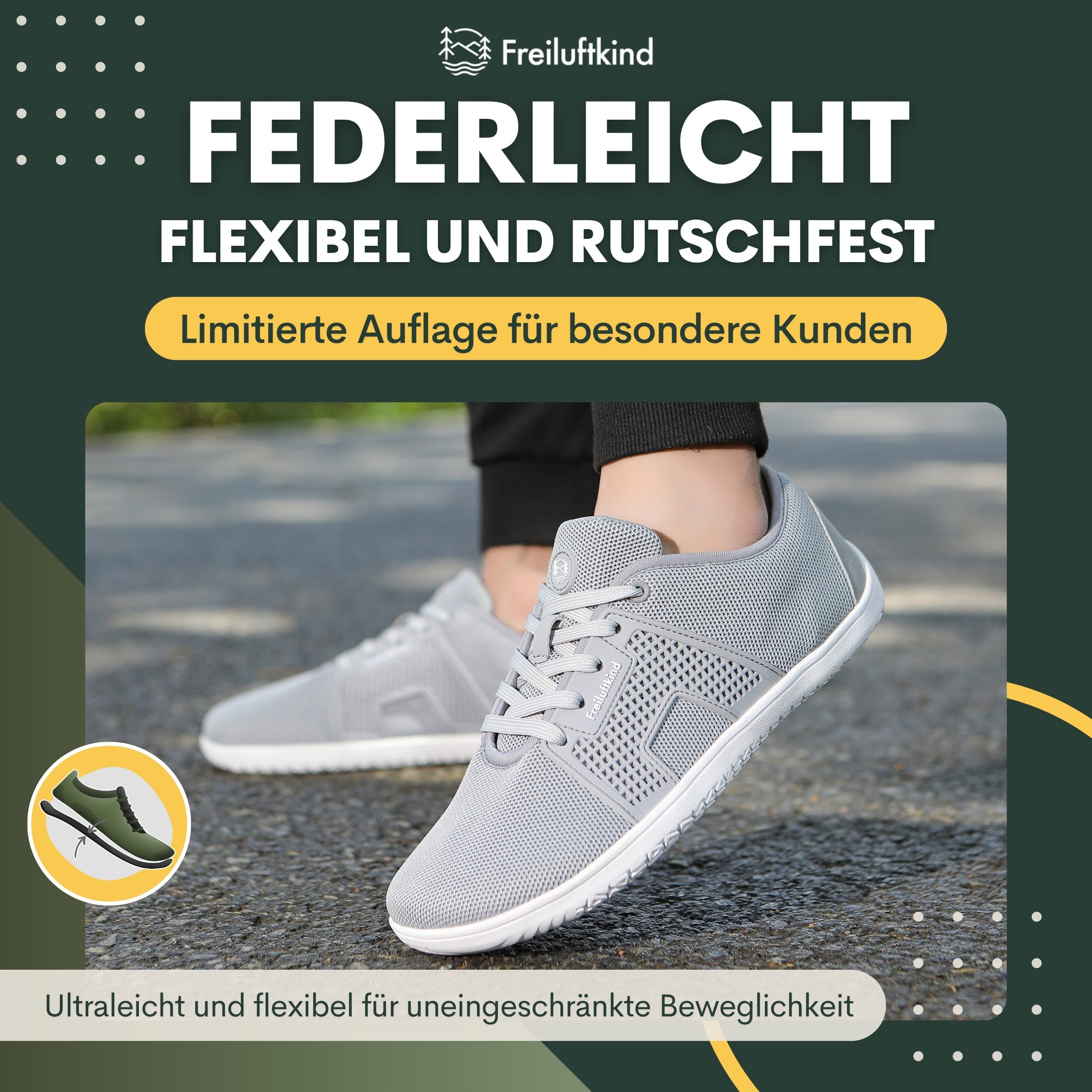 Freiluftkind Hokkaido – gesunde Barfußschuhe Sneaker - Entlastung für Gelenke Sneaker