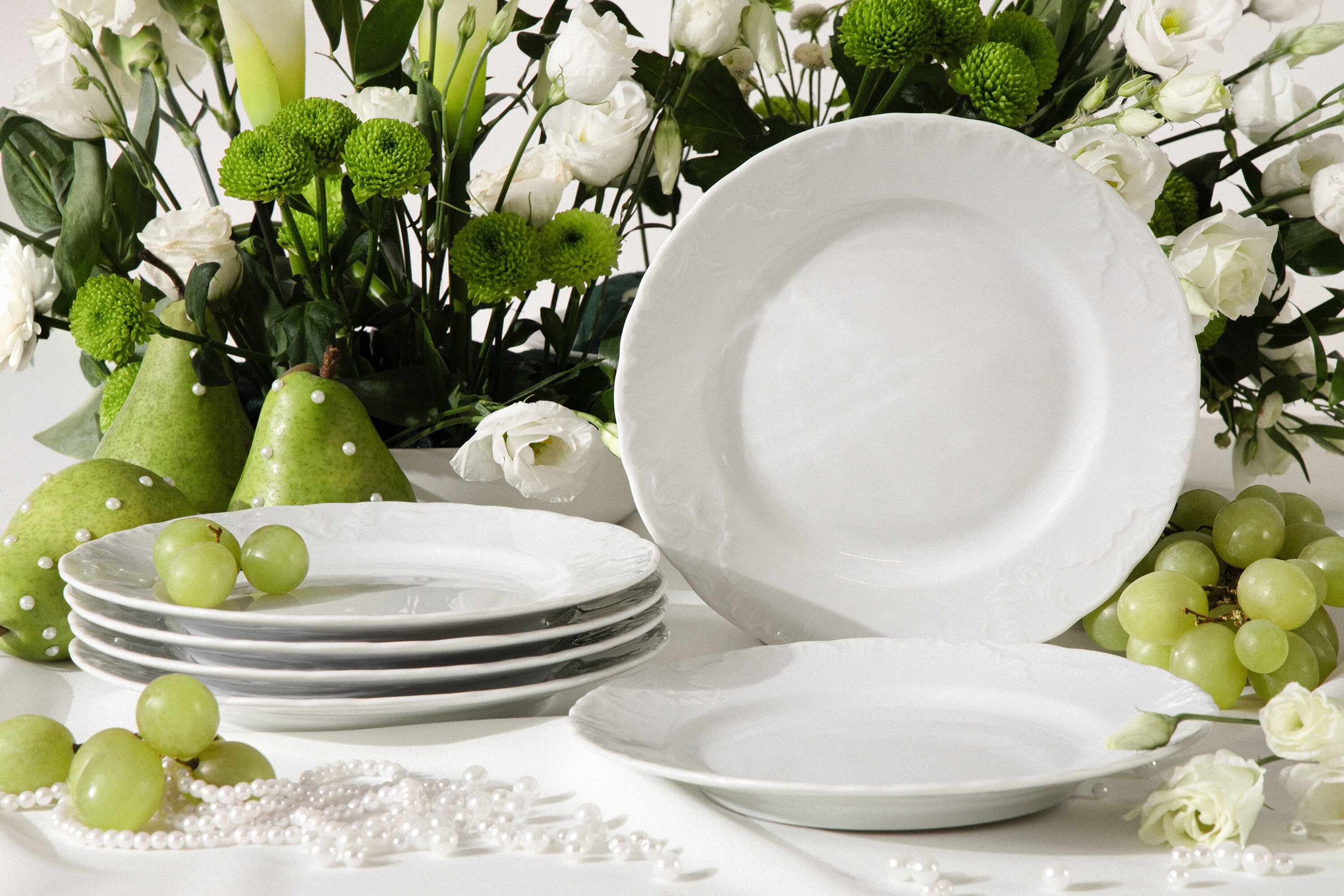 KONSIMO® Teller-Set CMIELOW ROCOCO, Tafelservice, Hochwertiges Premium-Porzellan (6-tlg), 6 Personen, Porzellan, elegante Dekorationen, 6x Frühstücksteller