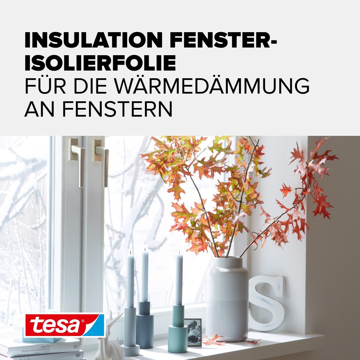tesa Fensterfolie INSULATION Fenster-Isolierfolie - Transparente Isolierfolie, transparent, glatt, zur Wärmedämmung an Fenstern - Inklusive praktischer Klebelösung