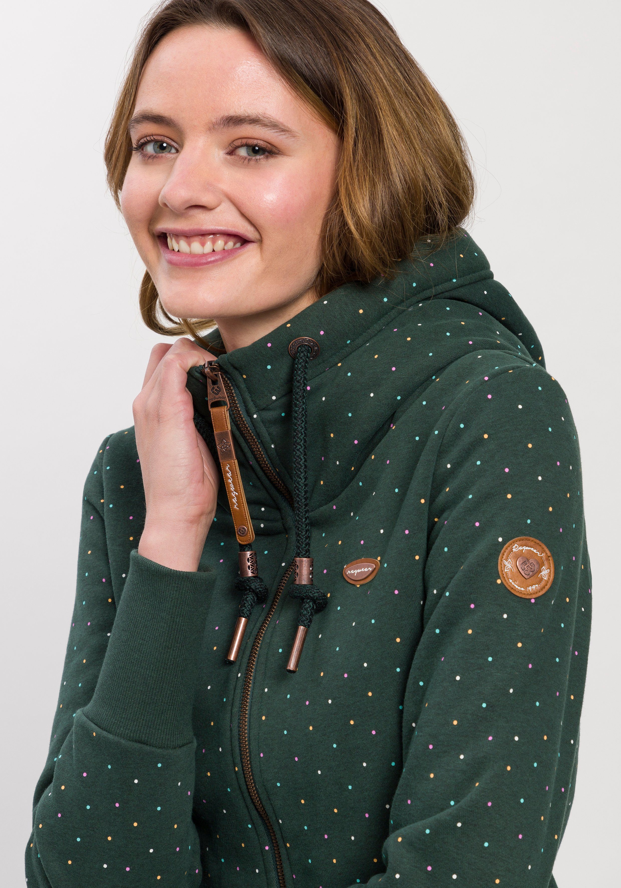 Ragwear Kapuzensweatjacke NESKA DOTS MULTICOLOR ZIP günstig online kaufen