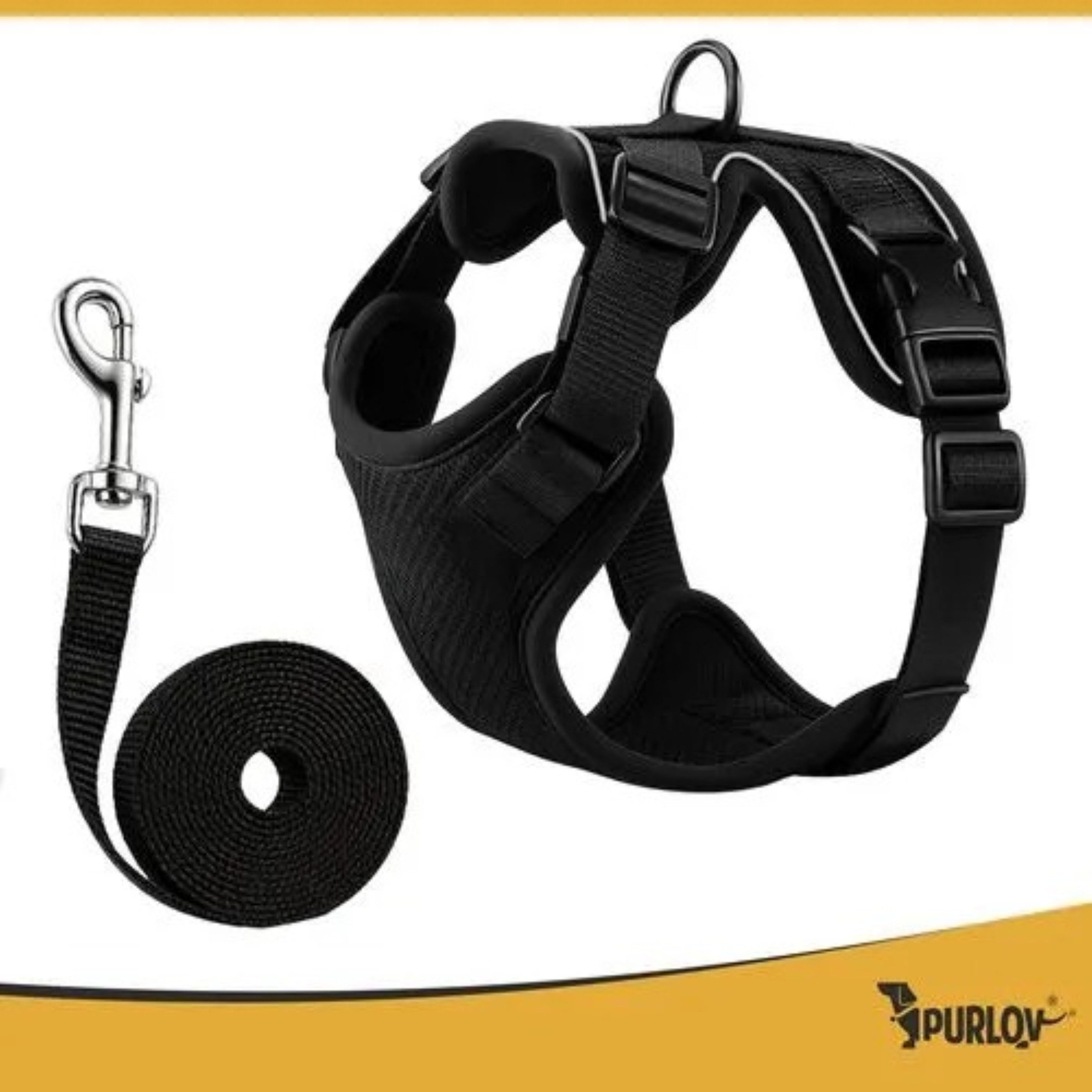 Purlov Geschirr Hundegeschirr Katze Geschirr Set mit Leine reflektierend Größe S, reflektierend verstellbar leicht robust mit Leine Größe S Komfort