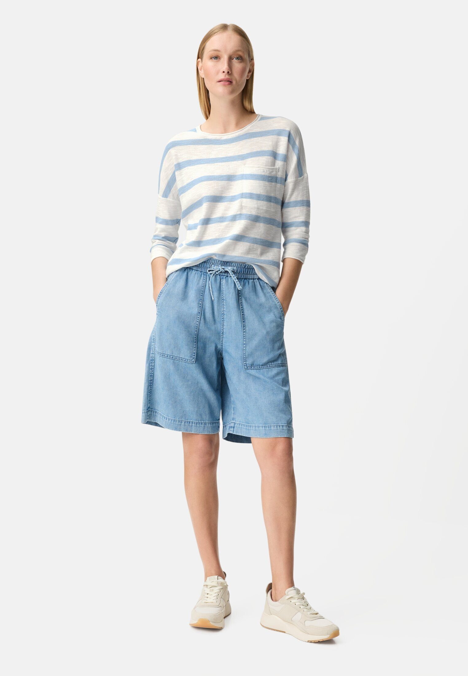 camel active Longsleeve Leichter Strickpullover mit Brusttasche (1-tlg)