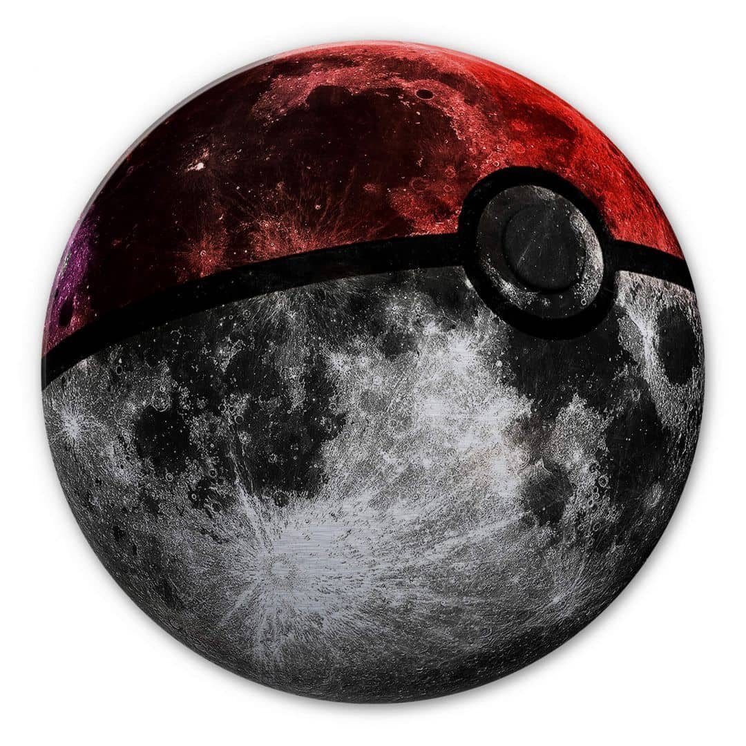 K&L Wall Art Alu-Dibond-Druck Metallposter Pokemon Mond Silber Effekt Pokémoon Nicebleed, Metalloptik Wandbild Ø 20cm