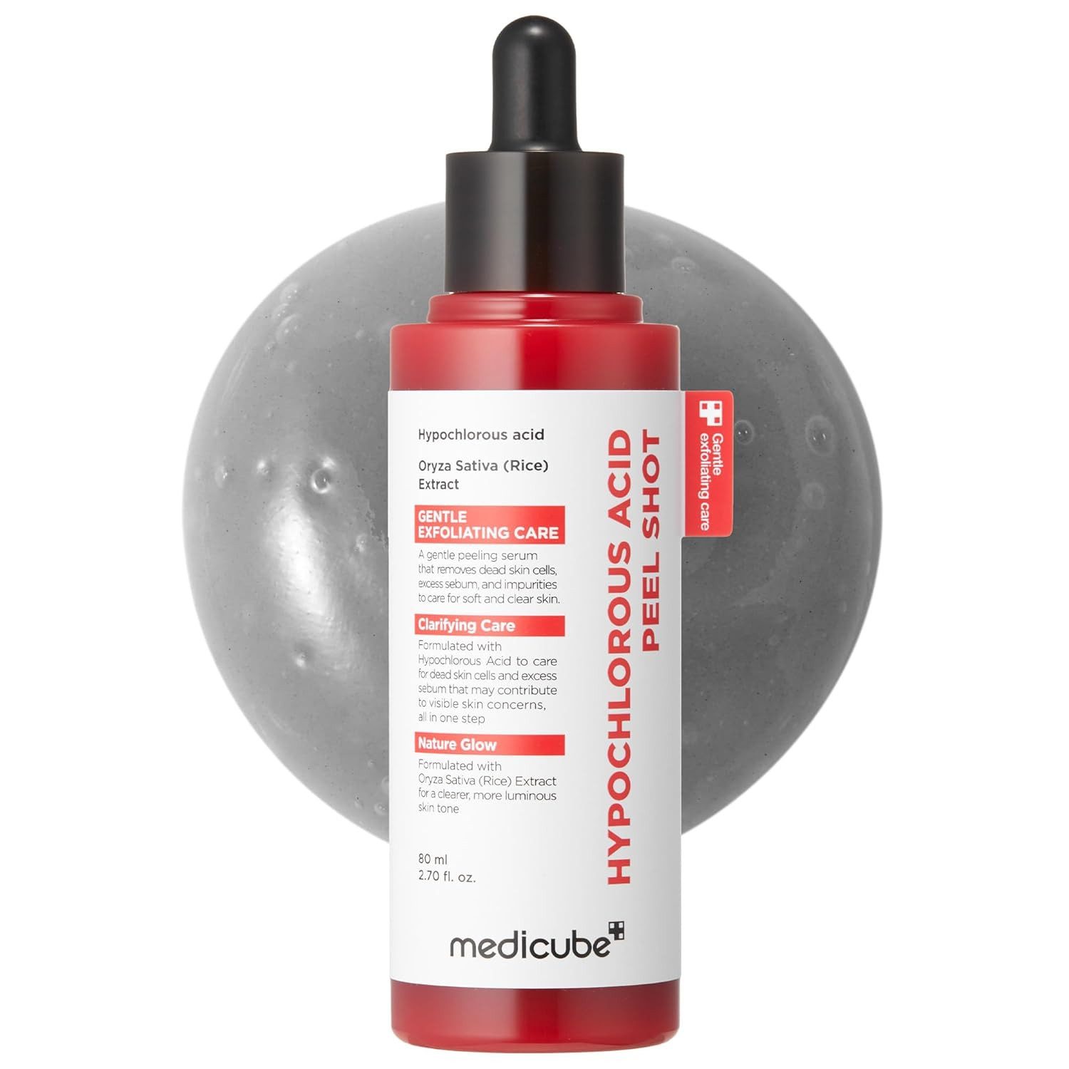 Medicube Gesichtsserum Hypochlorous Acid Rice Peel Shot 80 ml – Peeling Serum mit Reis- Extrakt für Porenreinigung, Talgkontrolle & glatte Haut –, K-Beauty Exfoliator für alle Hauttypen
