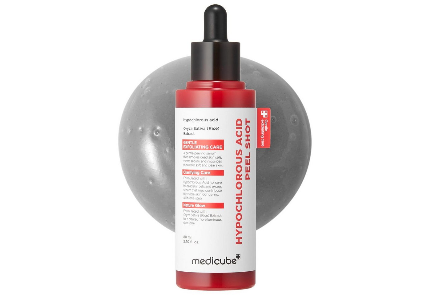Medicube Gesichtsserum Hypochlorous Acid Rice Peel Shot 80 ml – Peeling Serum mit Reis- Extrakt für Porenreinigung, Talgkontrolle & glatte Haut –, K-Beauty Exfoliator für alle Hauttypen