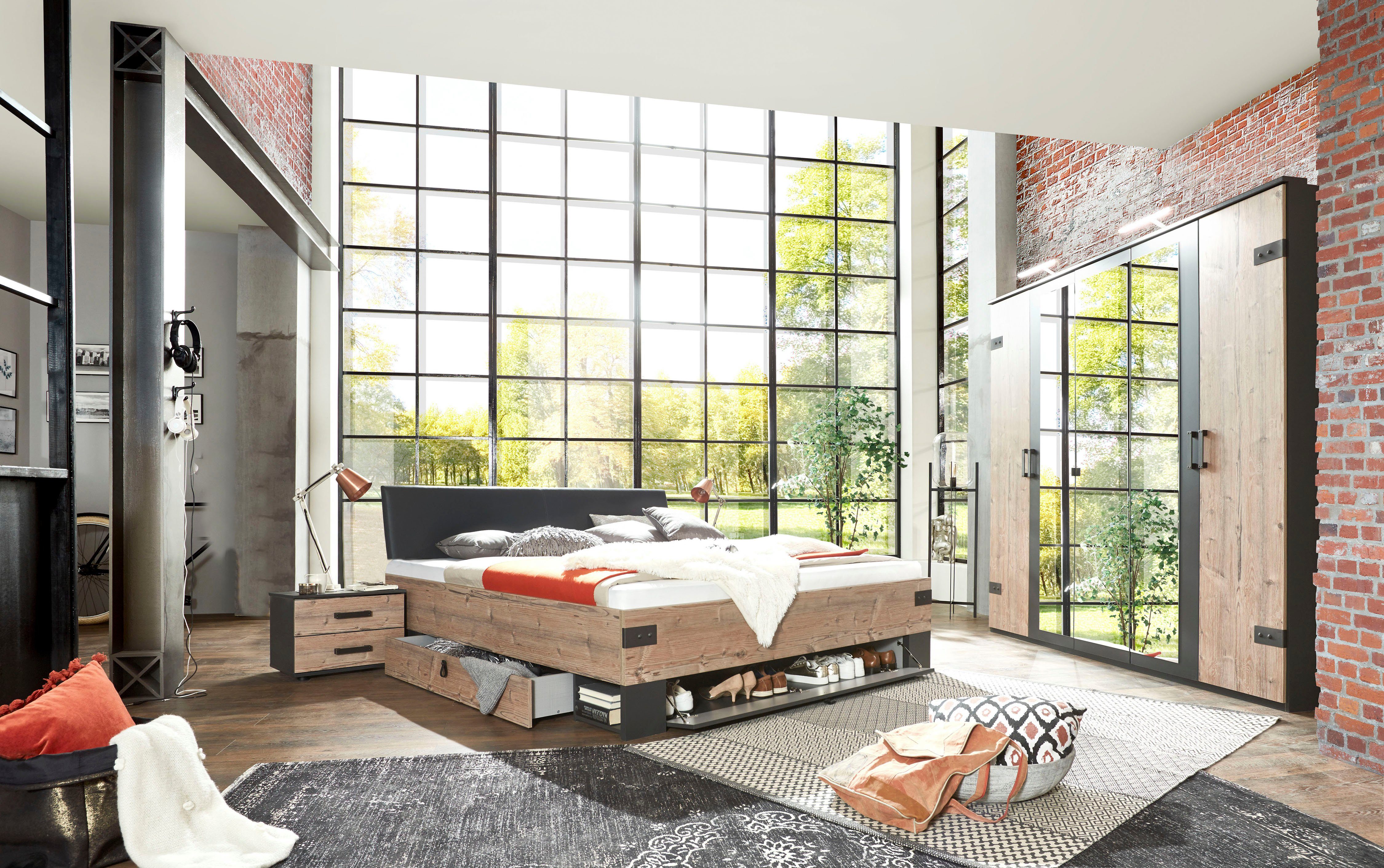 Wimex Schlafzimmer-Set Stockholm, rustikaler Look im Industrial Design, (Se günstig online kaufen
