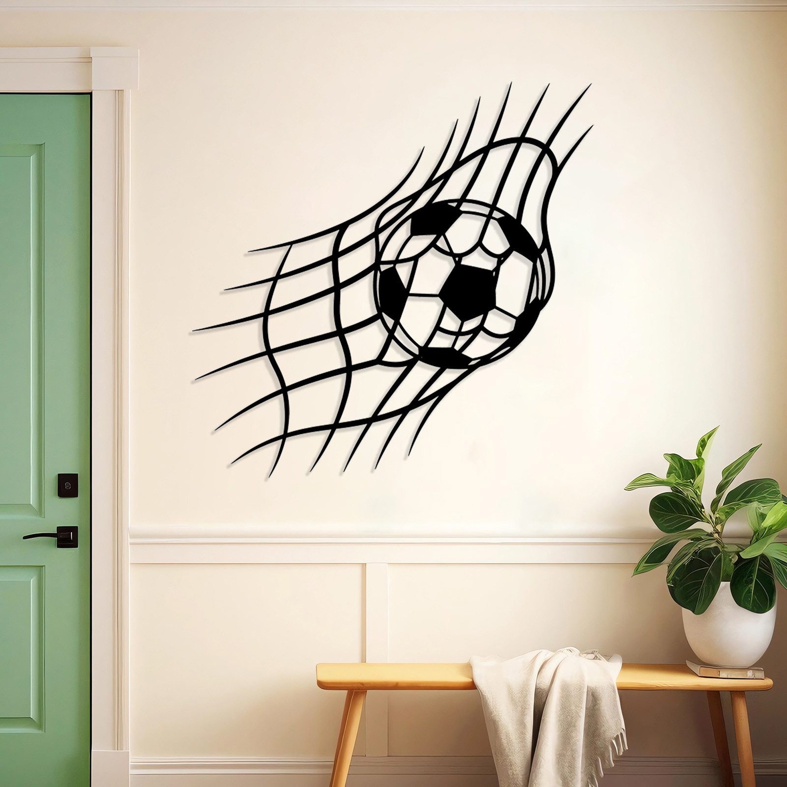 Jumpeak Wanddekoobjekt FIFA Weltmeisterschaft Deko Wand,Sport Deko Wand,Fußballnetz Kunst,WM, Metall, 4 Farben, Fußballfan Geschenk, Fußballliebhaber Deko, 53×53cm