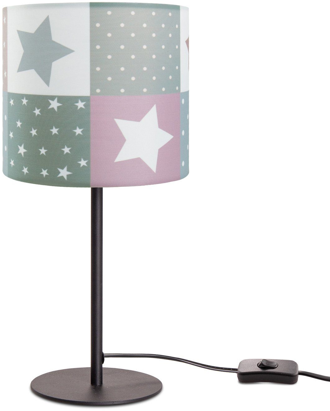 Paco Home Tischleuchte Leuchtmittel, Kinderlampe 345, E14 ohne Kinderzimmer, LED Tischleuchte Cosmo Deko Sternen-Motiv