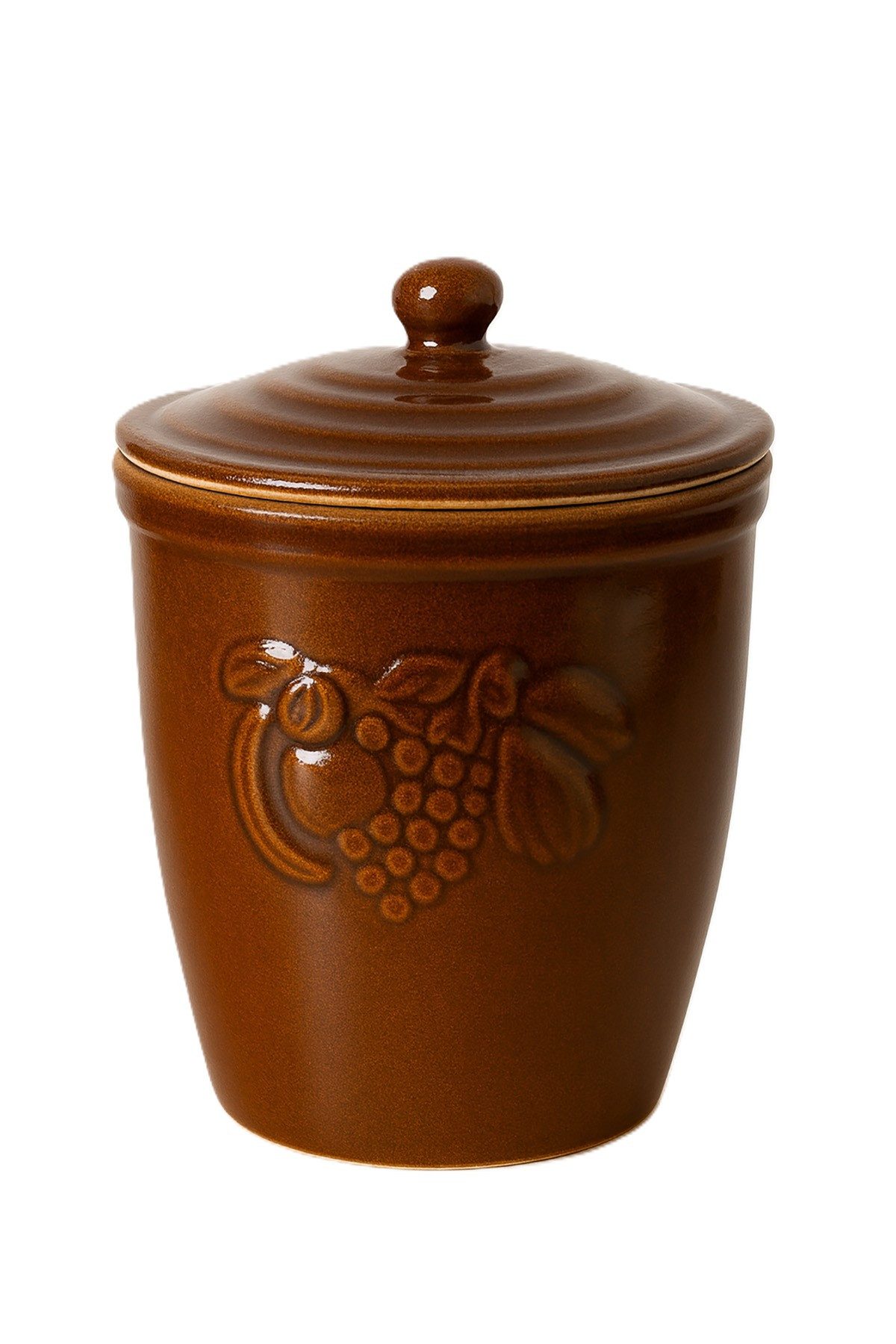KERAZO Fermentationsglas 6L Rumtopf Einlegetopf Keramiktopf Mehrzwecktopf aus Steinzeug, braun, Keramik, Keramiktopf mit Henkel und Deckel