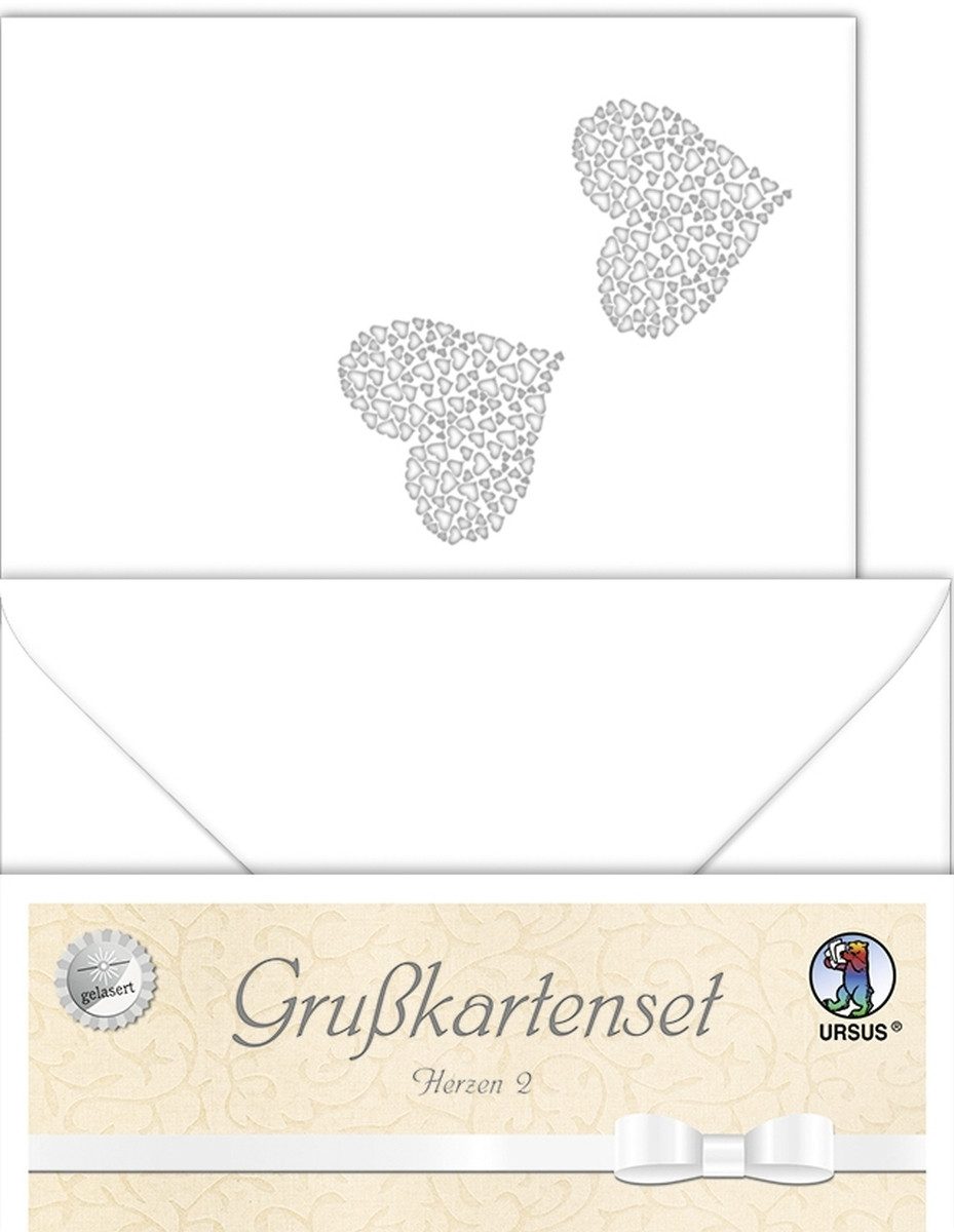 Thumbnail - Ursus - Ludwig Bähr Designpapier Doppelkarte A6 gelasert + Kuvert VE=5 Sets Herzen 2 weiß