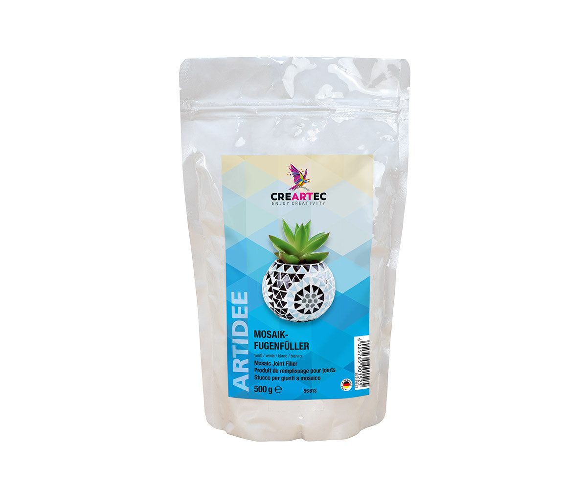 CREARTEC Klebstoff Mosaik Fugenfüller Weiß - 500g, zum Ausbessern unschöner Fugen - Made in Germany