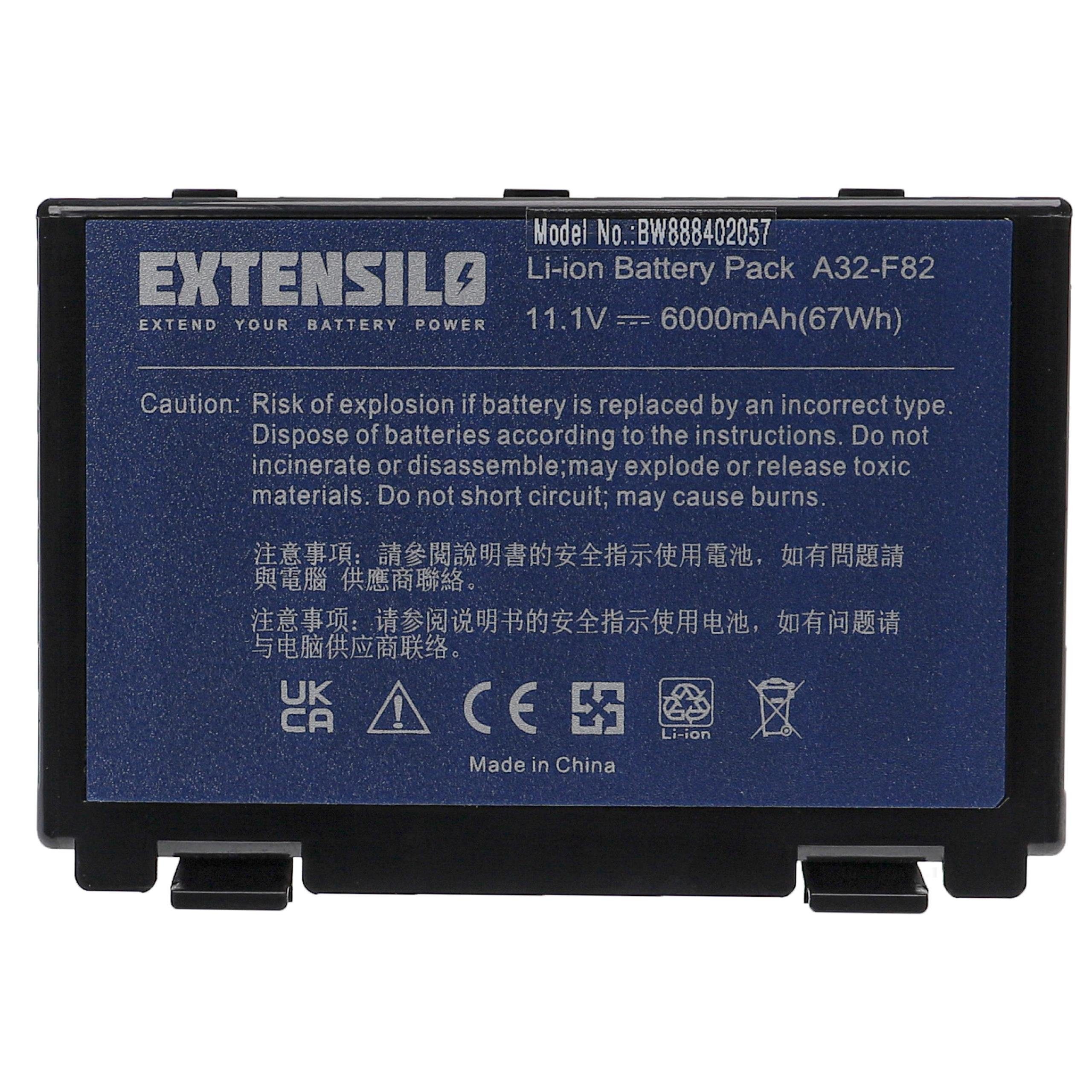 Extensilo kompatibel mit Asus X70, X8b, X8a, X87, X8d Laptop-Akku Li-Ion 6000 mAh (11,1 V)