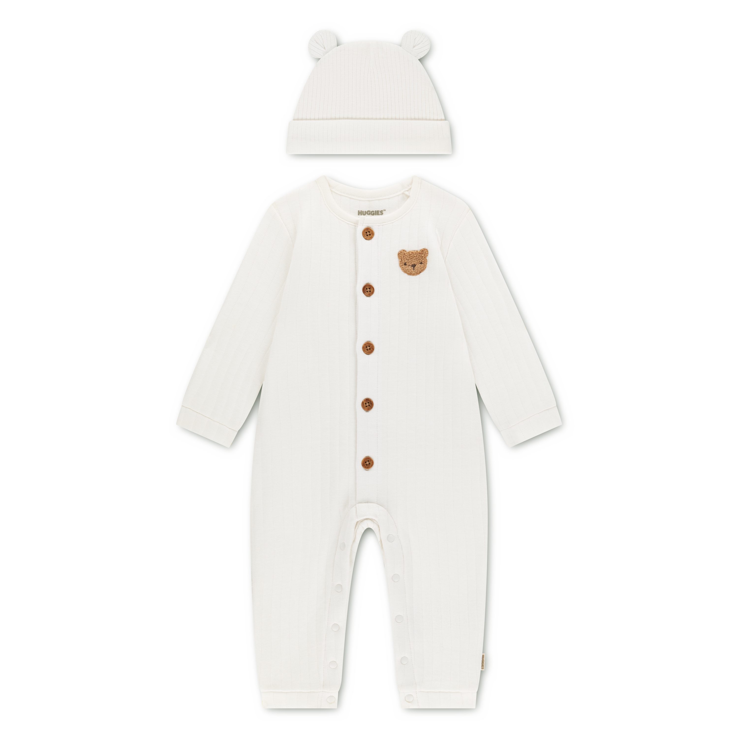 HUGGIES babywear Neugeborenen-Geschenkset HUGB COVERALL ATTACHMENT (Set, 2-tlg) mit passendem Mützchen