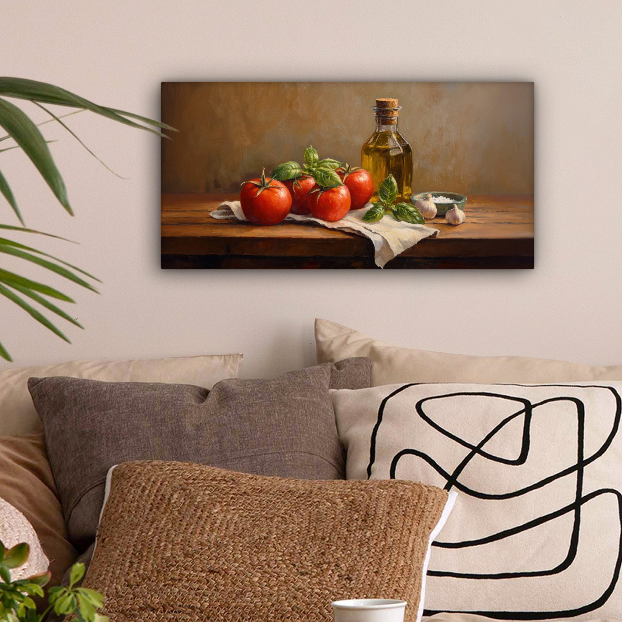 OneMillionCanvasses® Leinwandbild Panorama Tomaten - Olivenöl günstig online kaufen