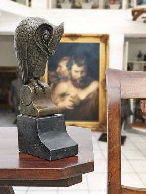 Aubaho Buchstütze Bronzeskulptur Bronze Figur Buchstütze Bronzefigur Eule Skulptur Antik