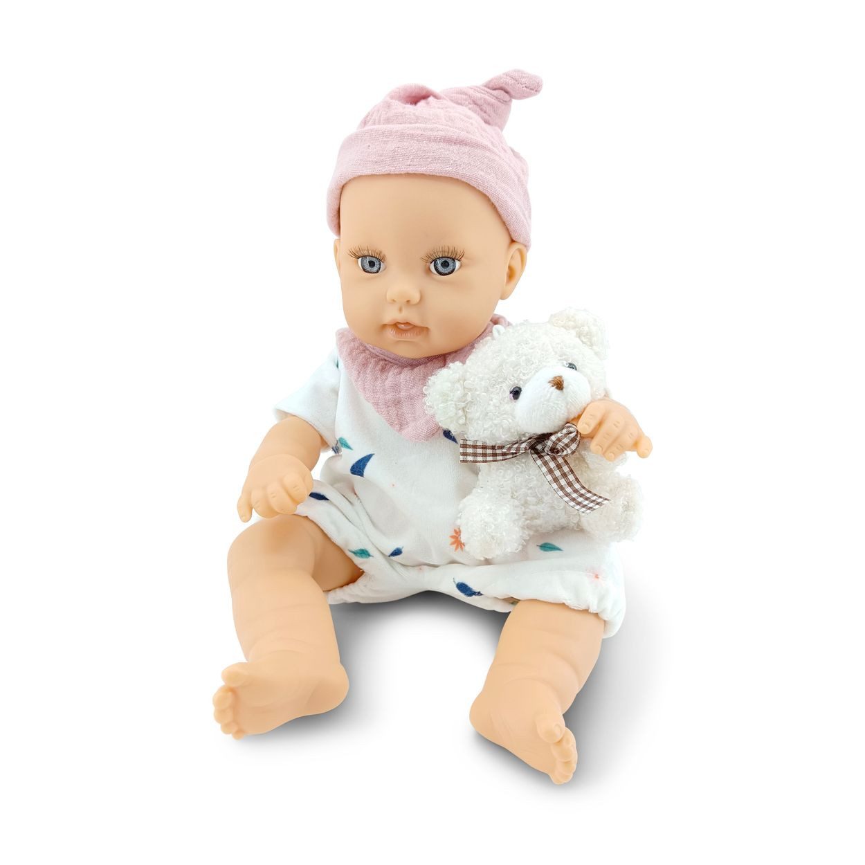 Moni Anziehpuppe Bear und Baby, 30 cm, Kuscheltier, Schnuller, beweglicher Körper, ab 18 Monaten