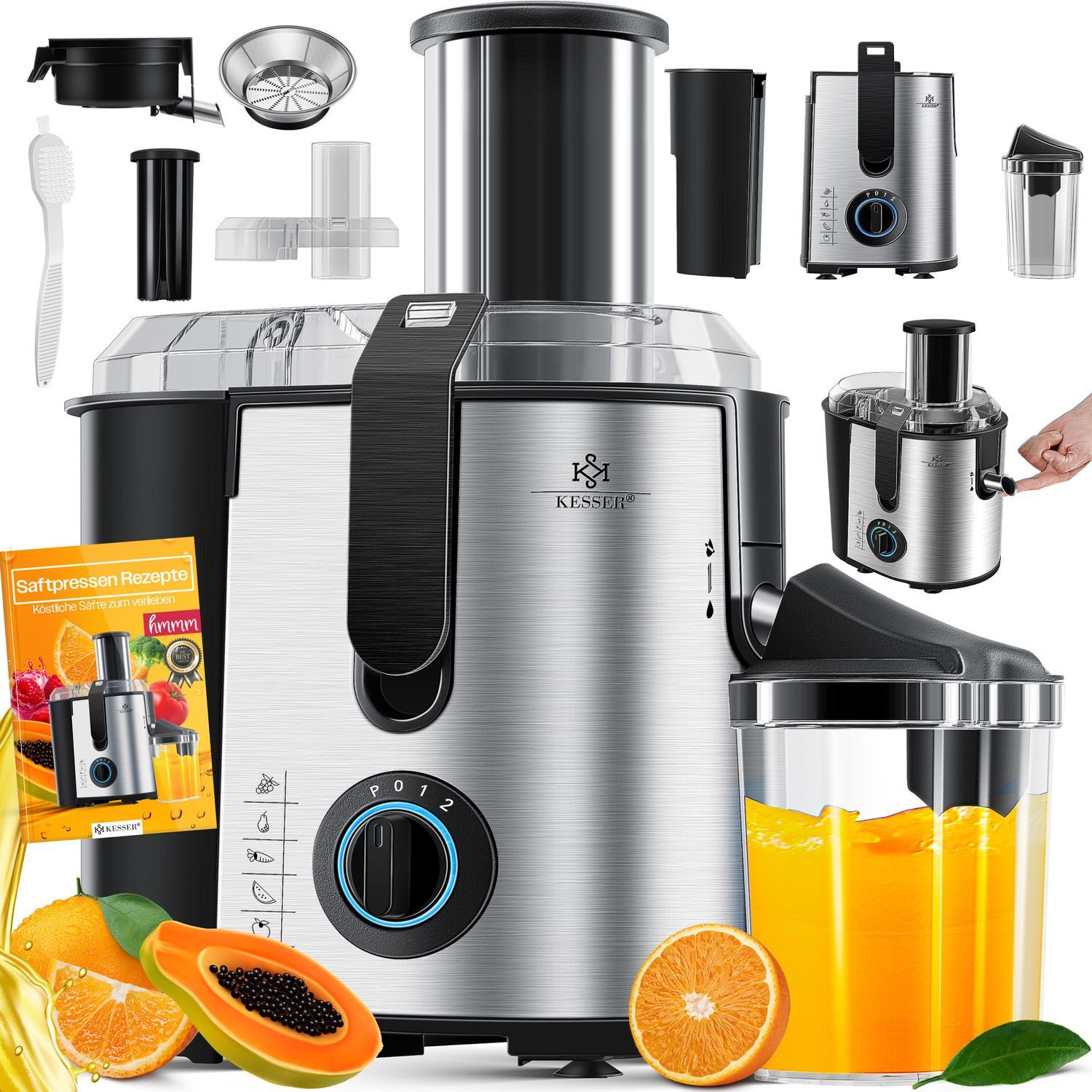 KESSER Соковижималки, 1100 W, Соковижималки für Obst und Gemüse aus Edelstahl 1100W