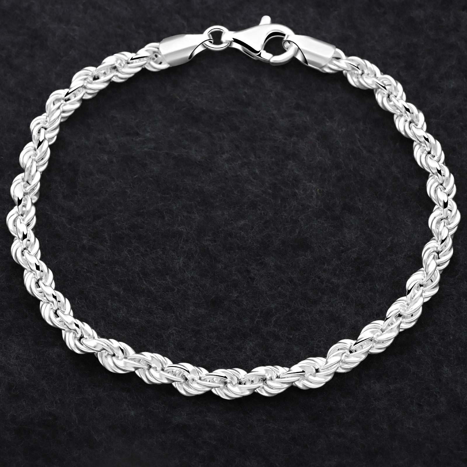 Tony Fein Silberarmband Kordelarmband 5 mm 925er Sterling Silber Massiv, Made in Italy für Damen und Herren – Bild 2 von 5
