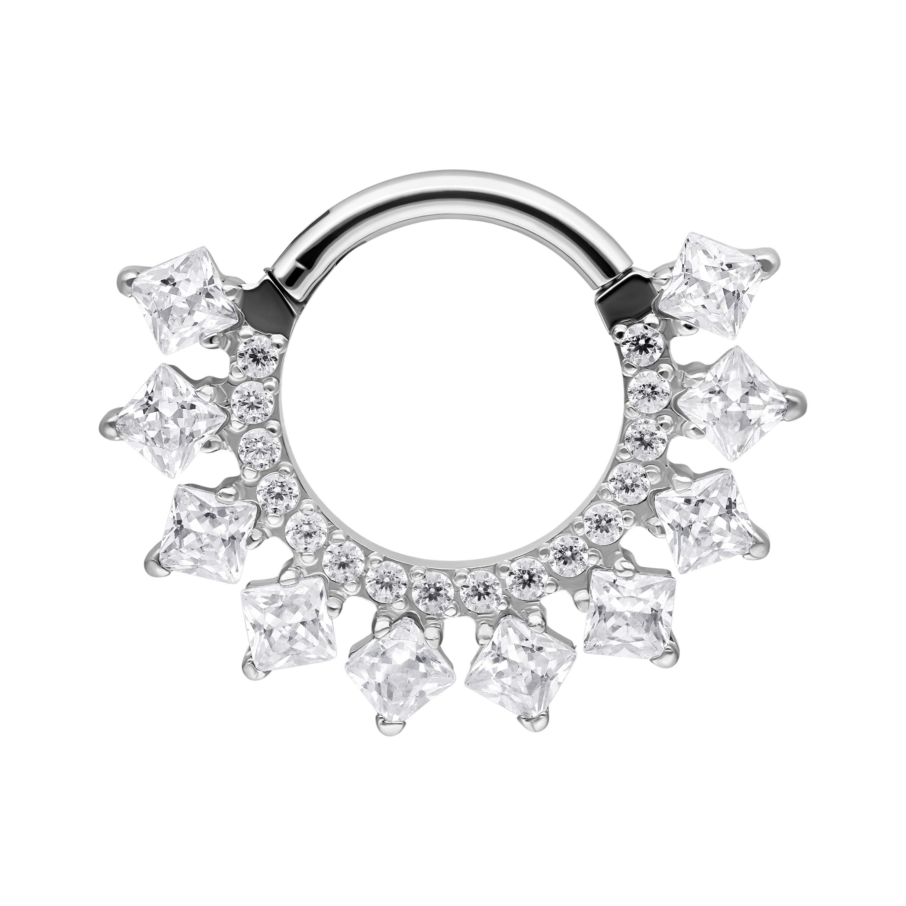 Wildcat Nasenpiercing Crystal Halo Septum Clicker für Ohr, Nase, 8,0mm, 1 Stück, Titan Grad 23 - wasserfest, langlebig, hautverträglich