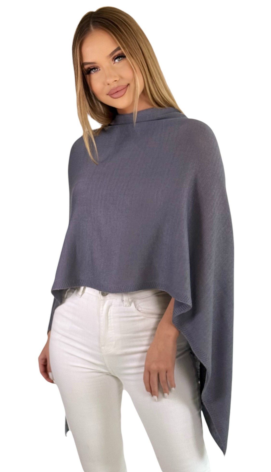 Mississhop Strickponcho Damen Poncho Cape Überwurf Strickponcho feiner Strick 221