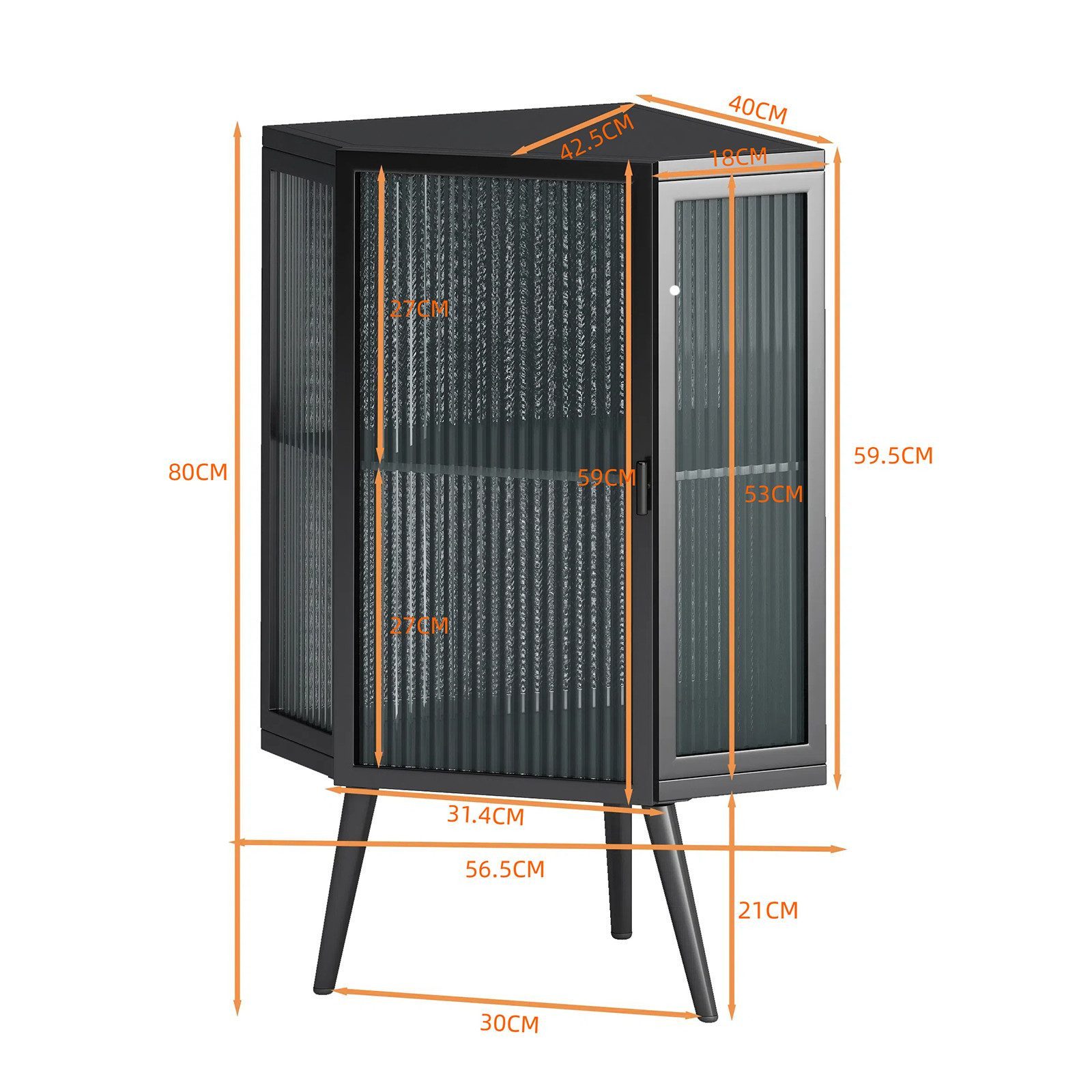 Celya Eckregal Eck-Unterschrank mit Tür aus gehärtetem Glas und verstellbar günstig online kaufen