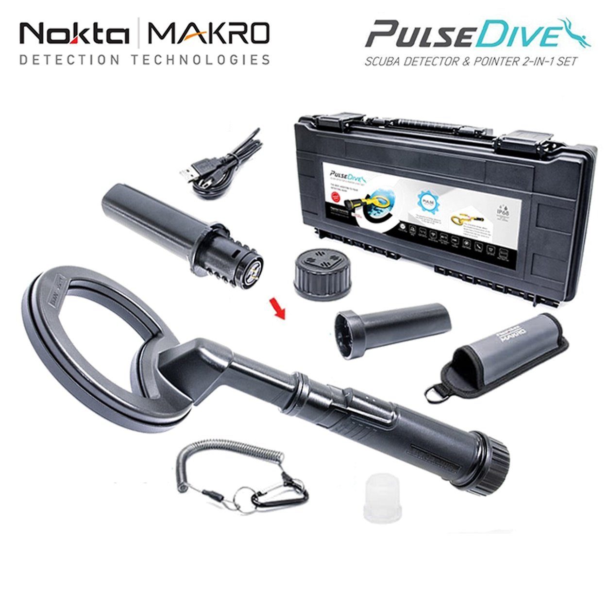 Nokta Metalldetektor Unterwasserdetektor PulseDive Schwarz Makro Metalldetektor Black Nokta