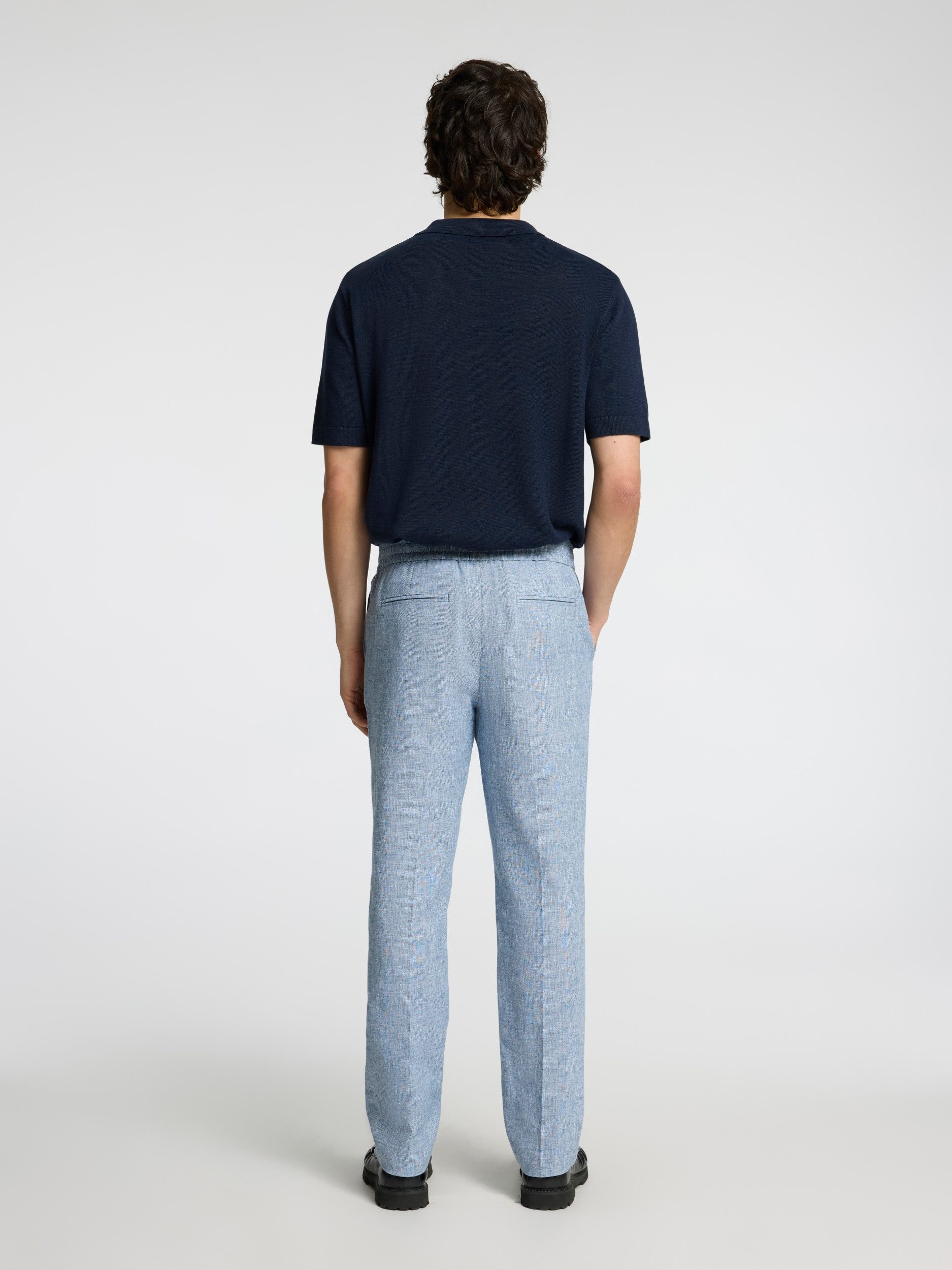 SELECTED HOMME Anzughose - Leinenhose aus Leinenmix mit elastischem Bund - Stoffhose Herren Anzughose aus Leinenmix mit elastischem Bund und Bügelfalten