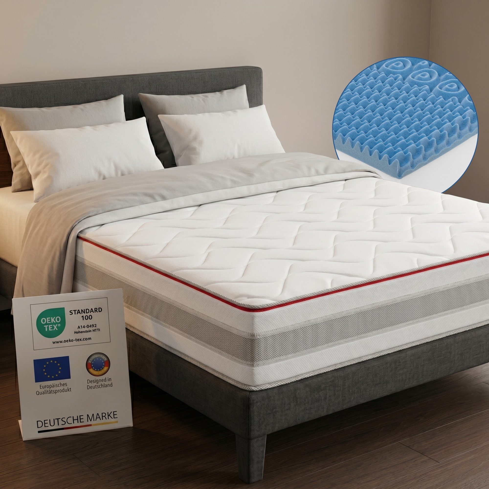 Kaltschaummatratze Matratze FLEXX, 25cm hoch, Kaltschaummatratze Schaummatratze H2 H3, Arensberger, 25 cm hoch, (Matratze 160 x 200 cm), wendbar mit 7 Zonen & Memoryschaum Memoryfoam, atmungsaktiv, 160x200cm