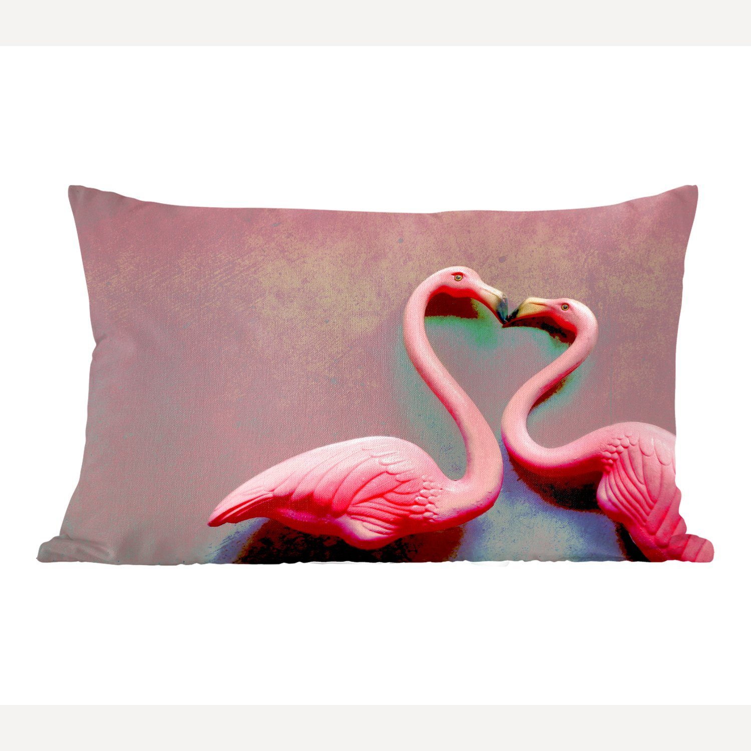 Wohzimmer Dekoration, Flamingos Dekokissen MuchoWow Zierkissen, Schlafzimmer küssen sich, Füllung, Dekokissen mit Zwei
