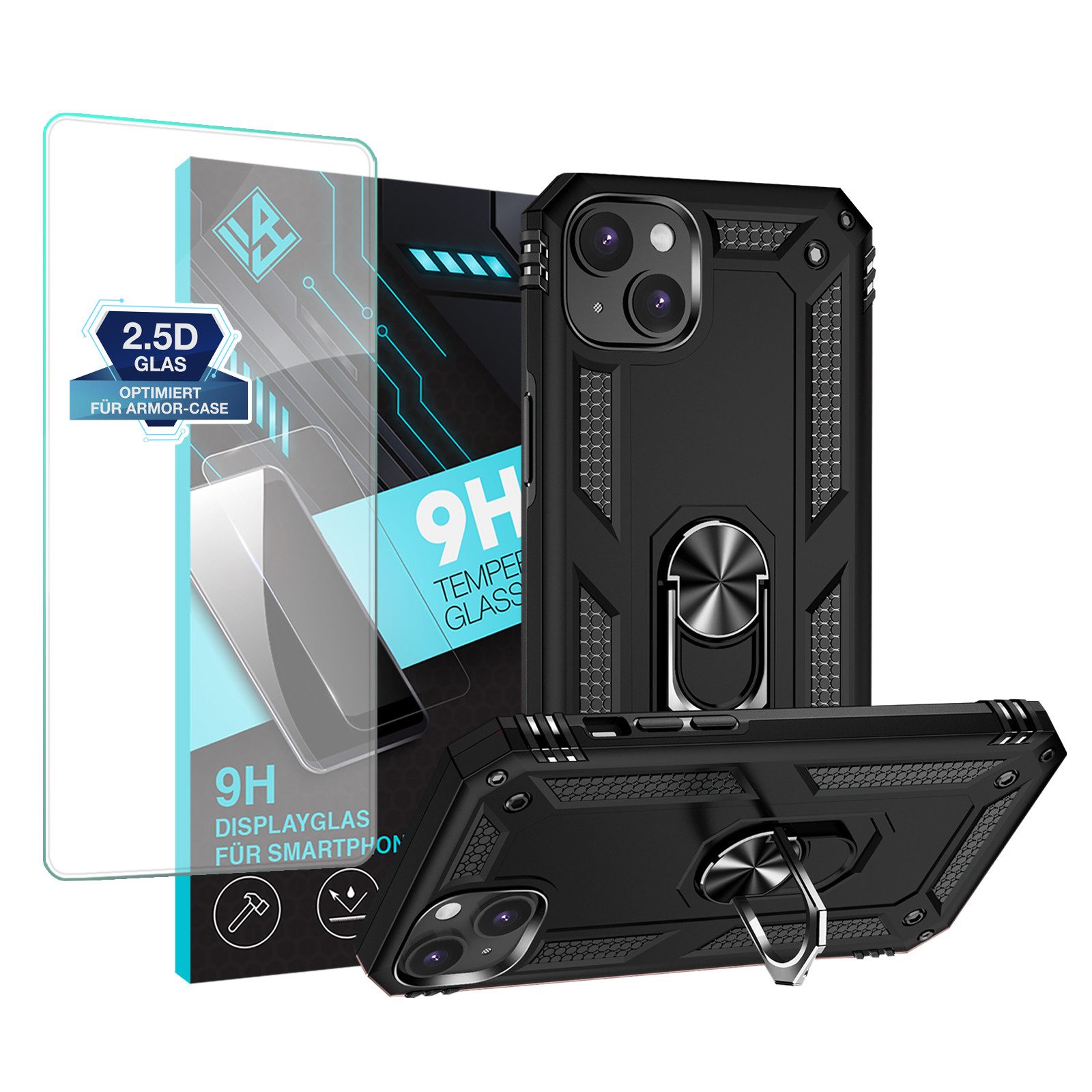 Tec-Expert Handyhülle Outdoor Cover Hülle für Apple iPhone 14 6.1 Zoll, 6.1, Premium Hülle aus verstärktem Polycarbonat