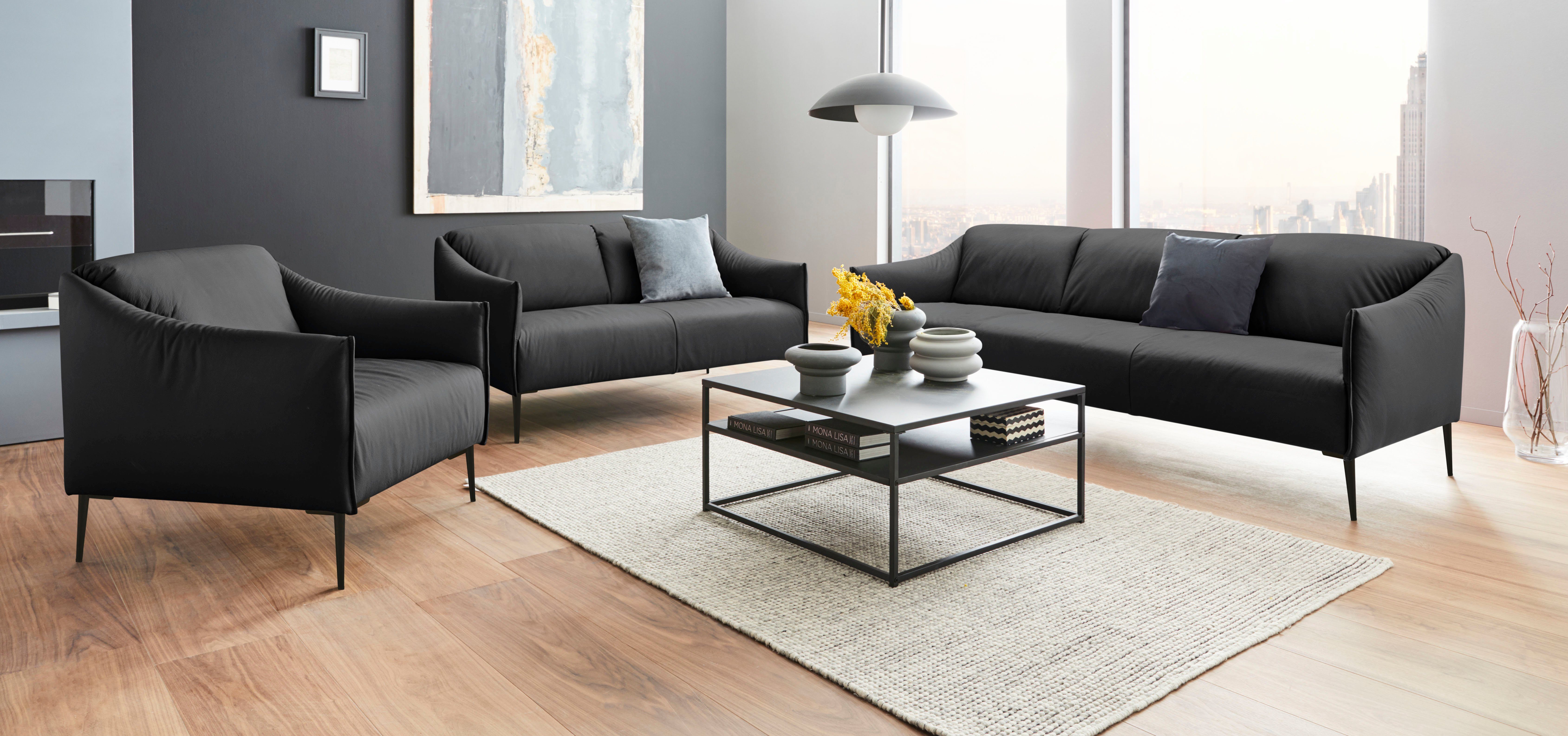 W.SCHILLIG 3-Sitzer sally, mit Metallfüßen in Schwarz pulverbeschichtet, Breite 224 cm