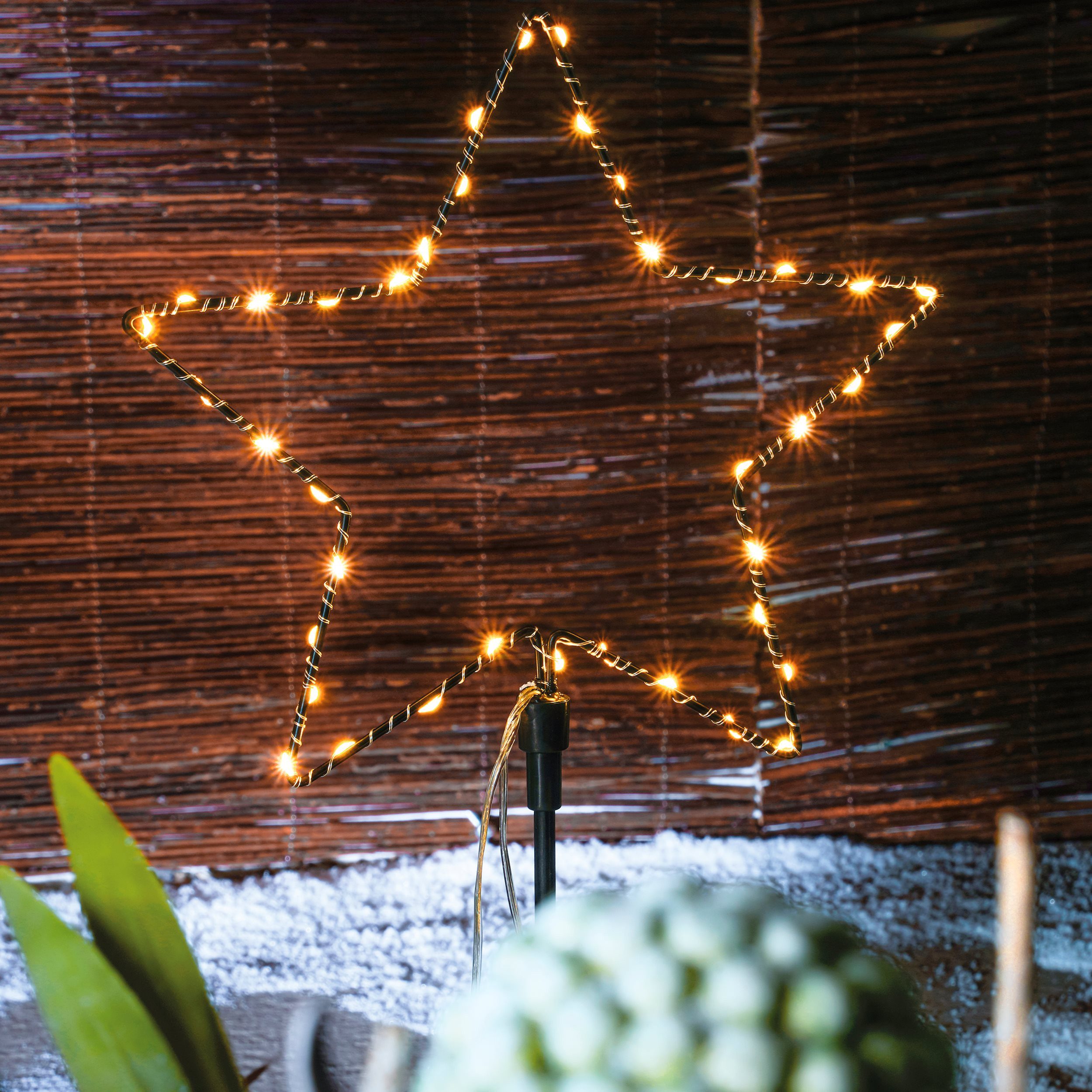 esotec LED Solarleuchte 3 Weihnachtssterne Sternenzauber, 3x40 LEDs, Weihnachtsdeko, 102571, LED fest integriert, 2800K warmweiß, Dauer- oder Blinklicht, winter – Bild 4 von 5