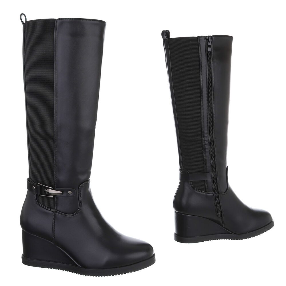 Ital-Design Damen Elegant Keilstiefel (88843428) Keilabsatz/Wedge Stiefel in Schwarz – Bild 4 von 5