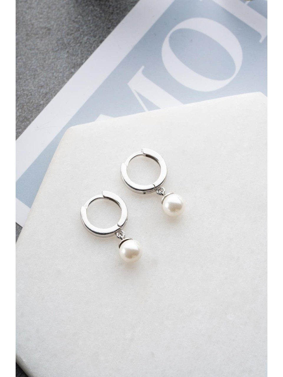 Nisan Ohrring-Set, 925 Sterling Silber Creolen mit Perlen-Anhänger – Rhodiu günstig online kaufen