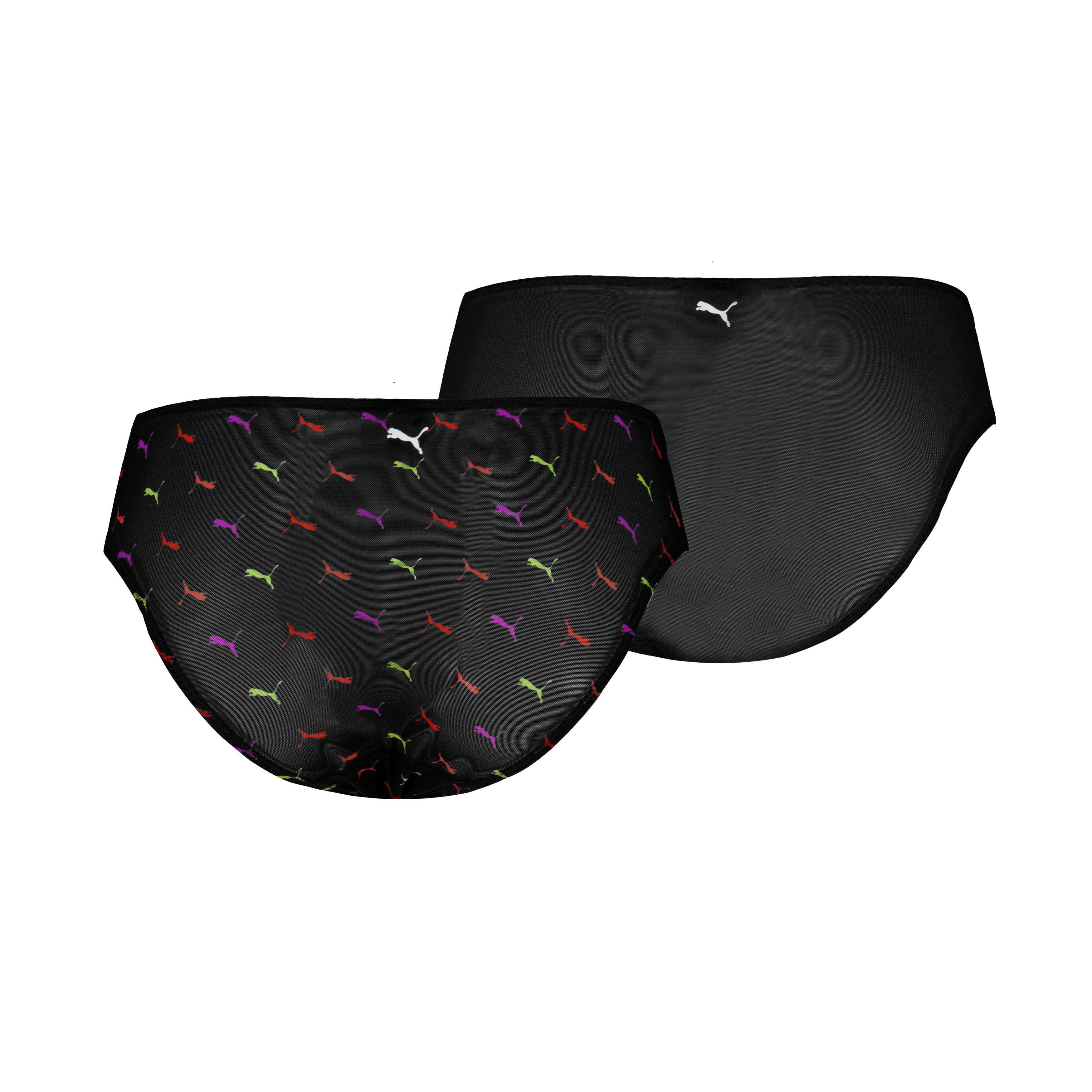 PUMA Slip PUMA WOMEN PRINTED MESH BRIEFS (2er Pack) mit buntem allover Print, mit Mesh-Details